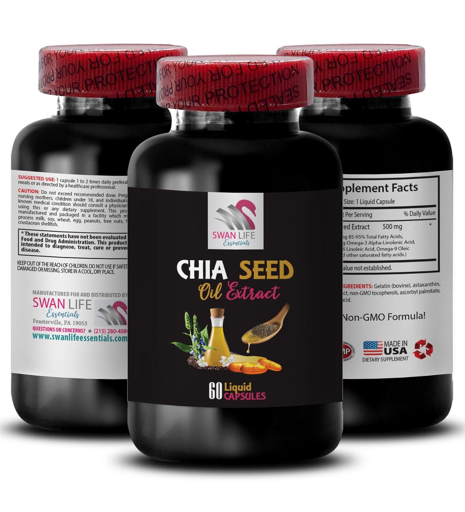 Natural Shine - CHIA Seed Oil Extract - Hair Hydration Glossy Hair Facial Oil Lightweight Oil Pure Extract Silky Finish Revitalizing Oil Glow Enhancer Chia Extract 1 Bottle 60 Capsules - Buy Online on GoSupps.com