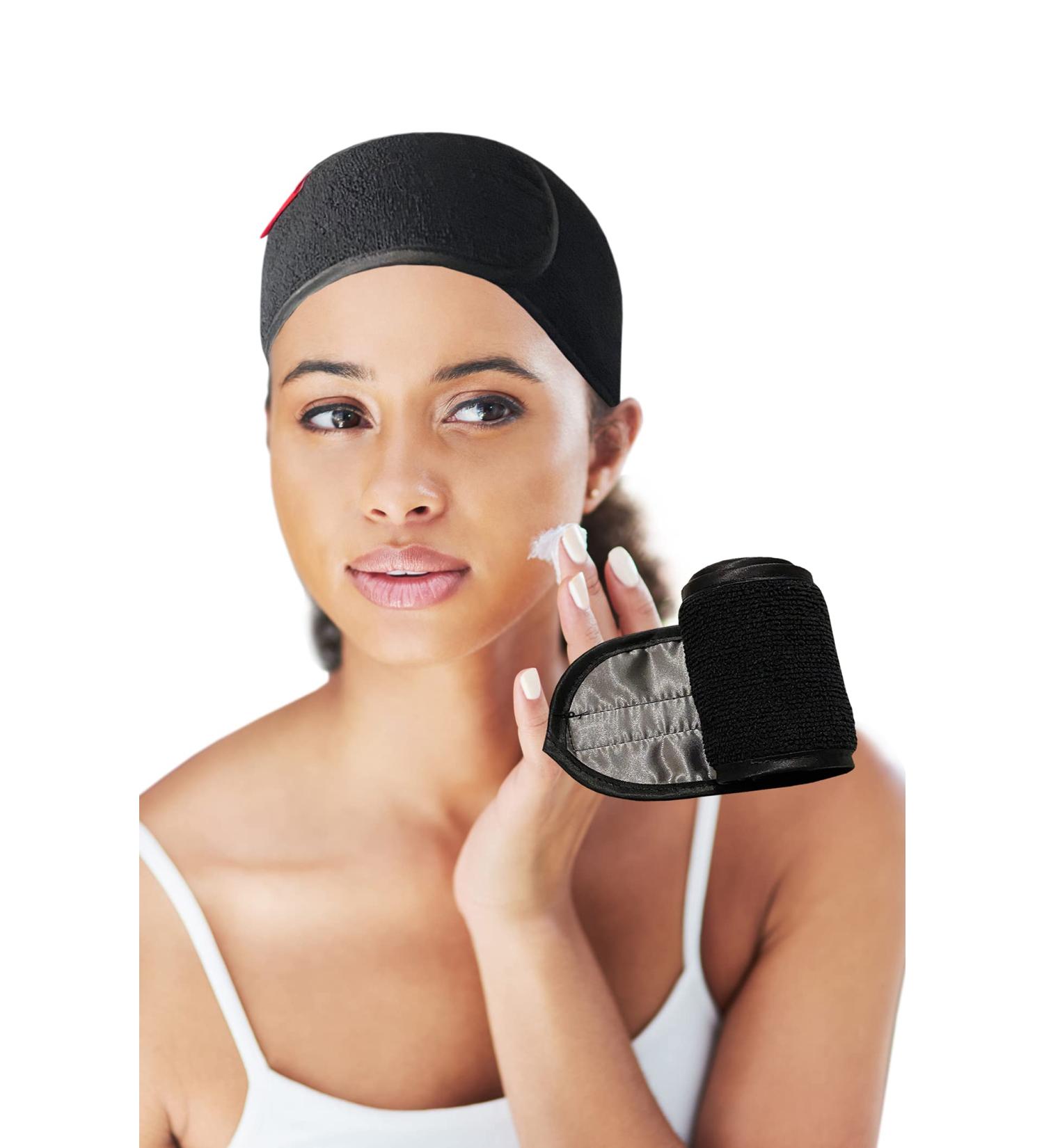 Marley Autumn Black Satin Spa Wrap Headband for Women - Adjustable & Extended Length - Buy Online on GoSupps.com