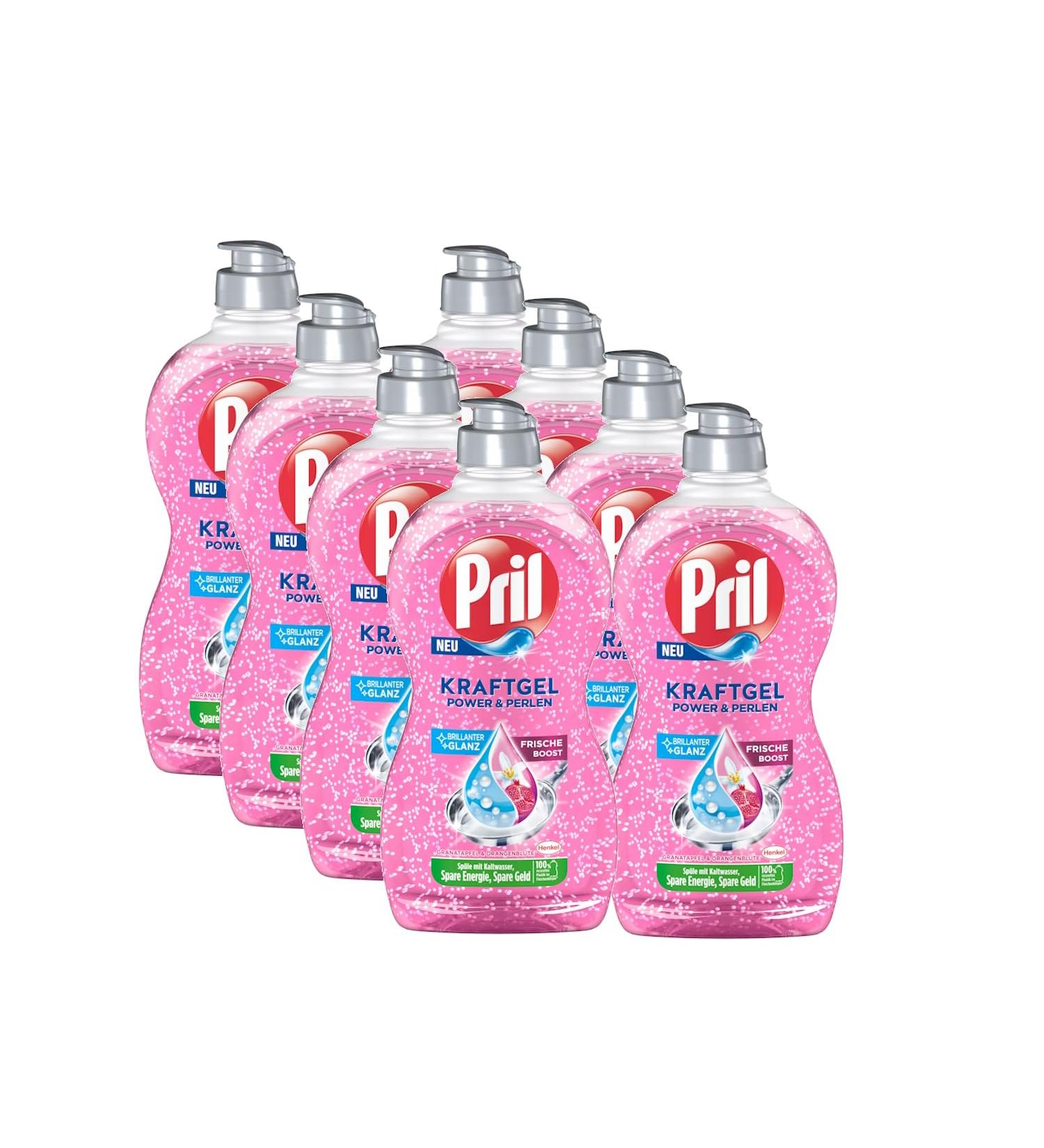 Pril Kraft Gel Power & Pearls - 8x450ml Hand Dishwashing Detergent for Superior Cleaning & Shine - Buy Online on GoSupps.com