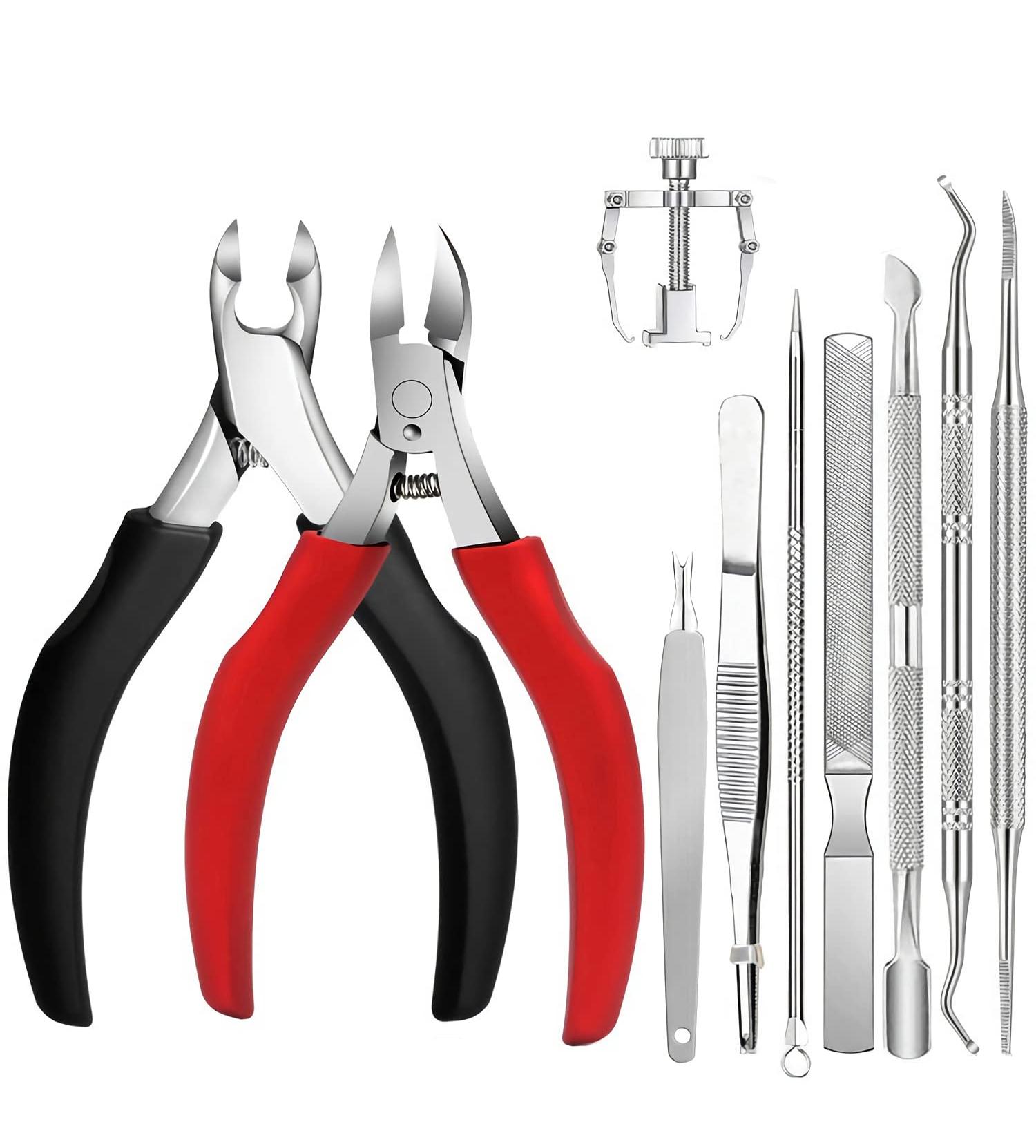 10 Piece Professional Toenail Pliers Set Super Sharp High-Quality Stainless Steel Toenails Pedicure Set for Thick Ingrown Hard Toenails Paronychia Onychomycosis Nail Fungus Black - Buy Online on GoSupps.com
