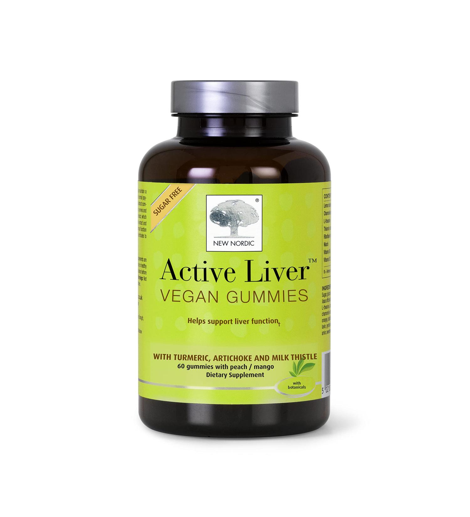 NEW NORDIC Active Liver Gummies | Milk Thistle, Artichoke & Turmeric | Peach & Mango Flavored | 60 Count Pack | Sugar Free, Gluten Free & Vegan - Buy Online on GoSupps.com