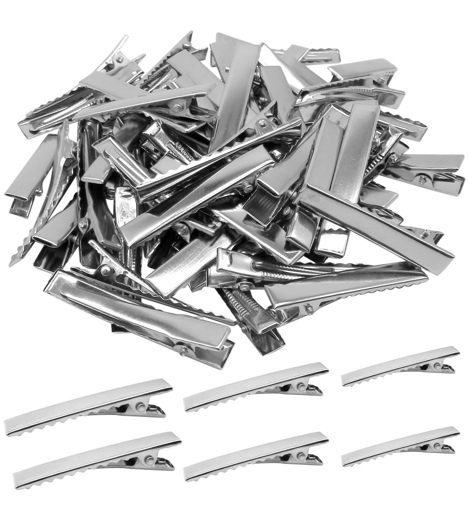 150 Metal Hair Clips - Single Prong Pinch Clips for Curly Hair | DIY Hairstyling Accessories in 3 Sizes - Silver - Buy Online on GoSupps.com