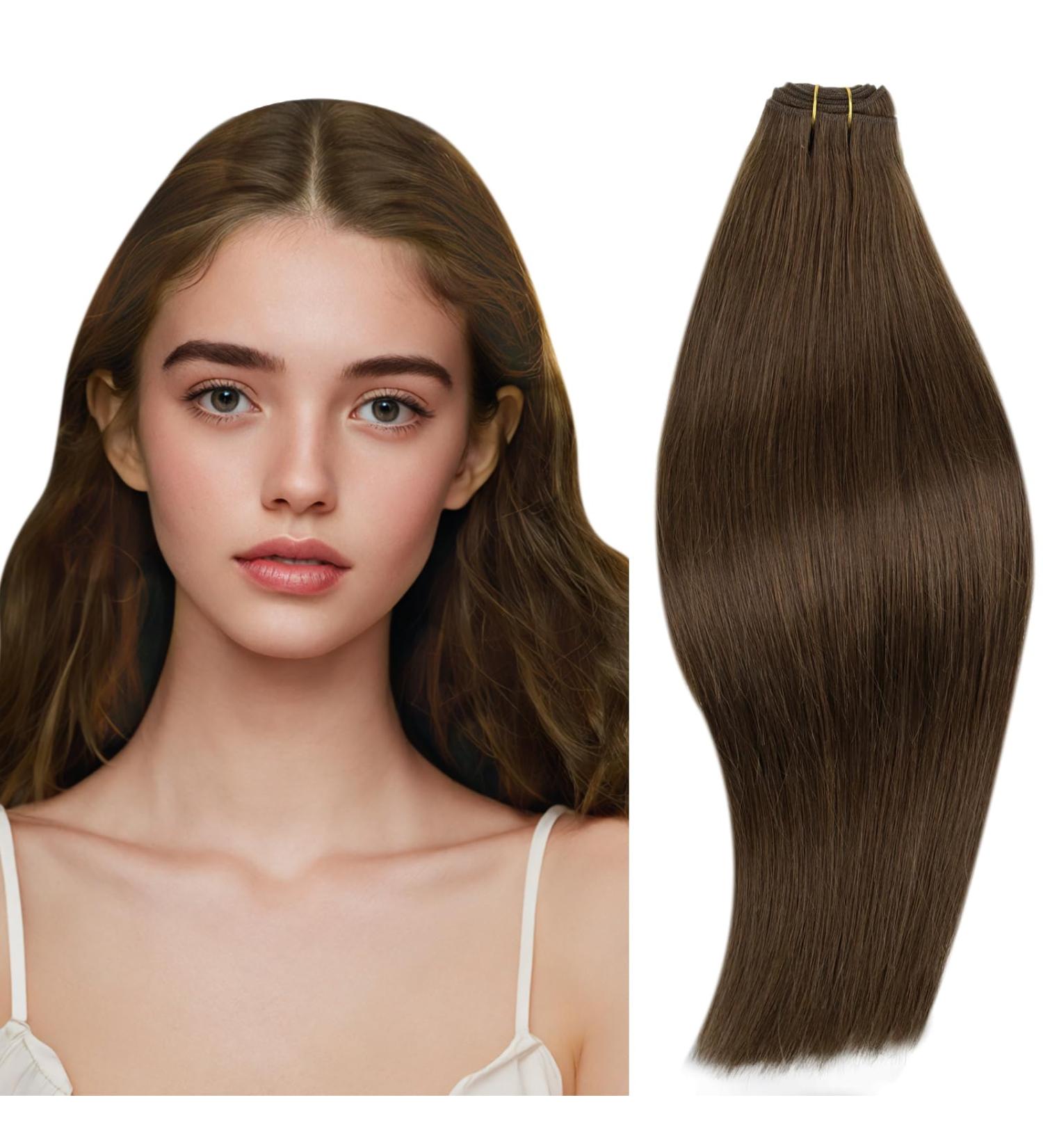 Buy Runatur 30cm Brown Real Hair Extensions - Remy Human Hair 70g Sew-In Smooth #4 - Buy Online on GoSupps.com