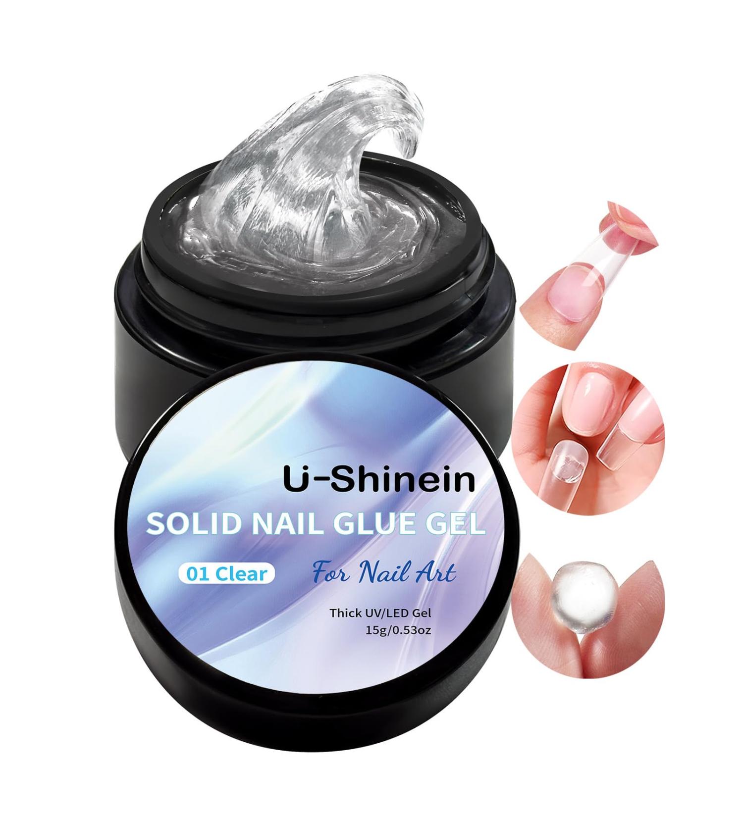 U-shinein 15ml Solid Nail Glue Gel - Acrylic & Press-On Nail Tips Adhesive | Transparent 0.52oz for Nail Art & Manicure - Buy Online on GoSupps.com