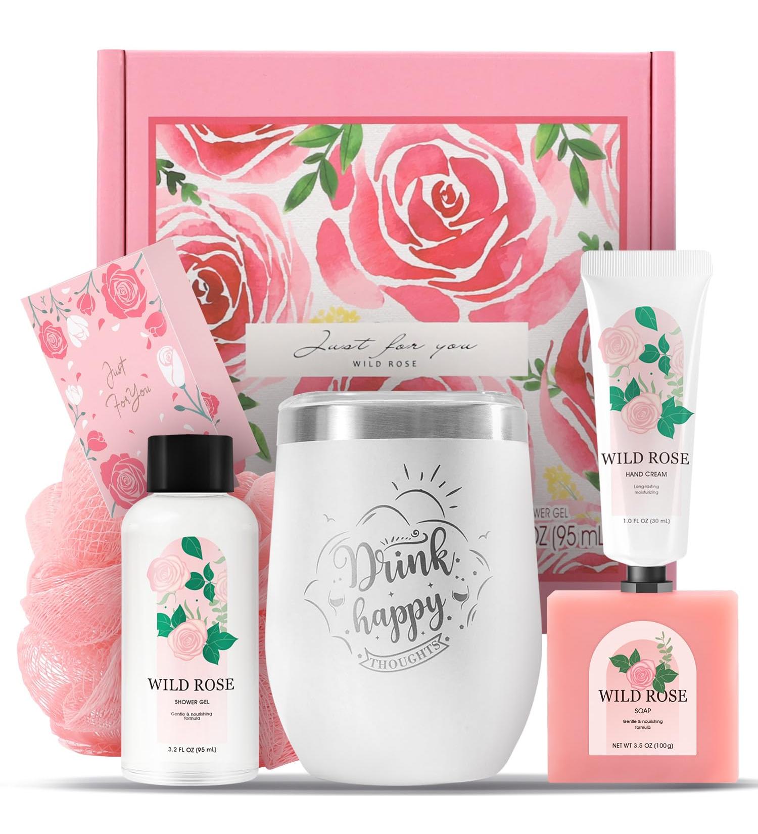 Rose Spa Gift Basket for Women - Relaxing Birthday Mother's Day & Christmas Self-Care Gifts - Buy Online on GoSupps.com