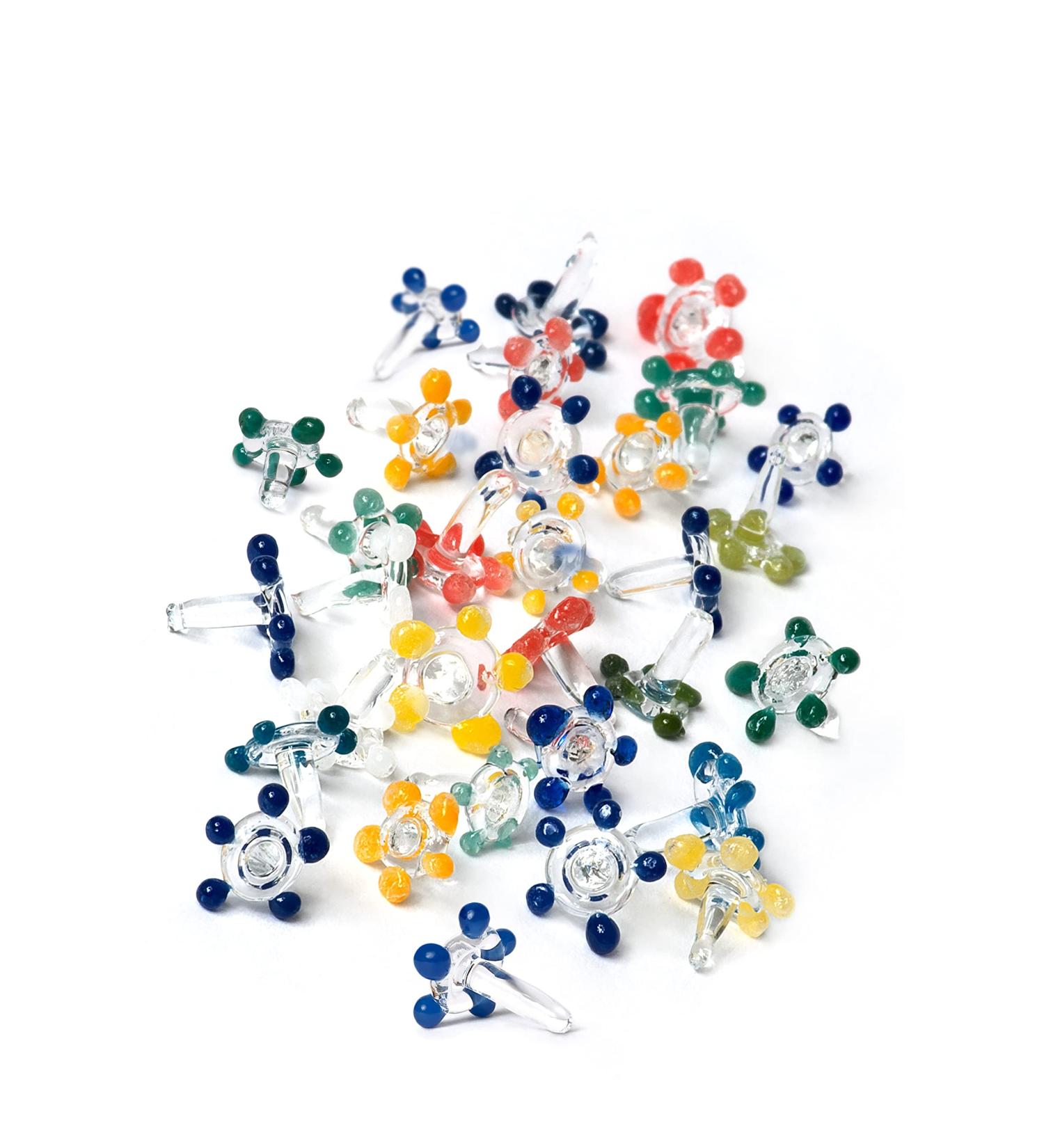 Daisy Style Hand-Blown Flower Glass Beads Decorative Gems - Thicker and Consistently Sized (1/4" to 3/8" inches) Assorted Colors (120 Pack)