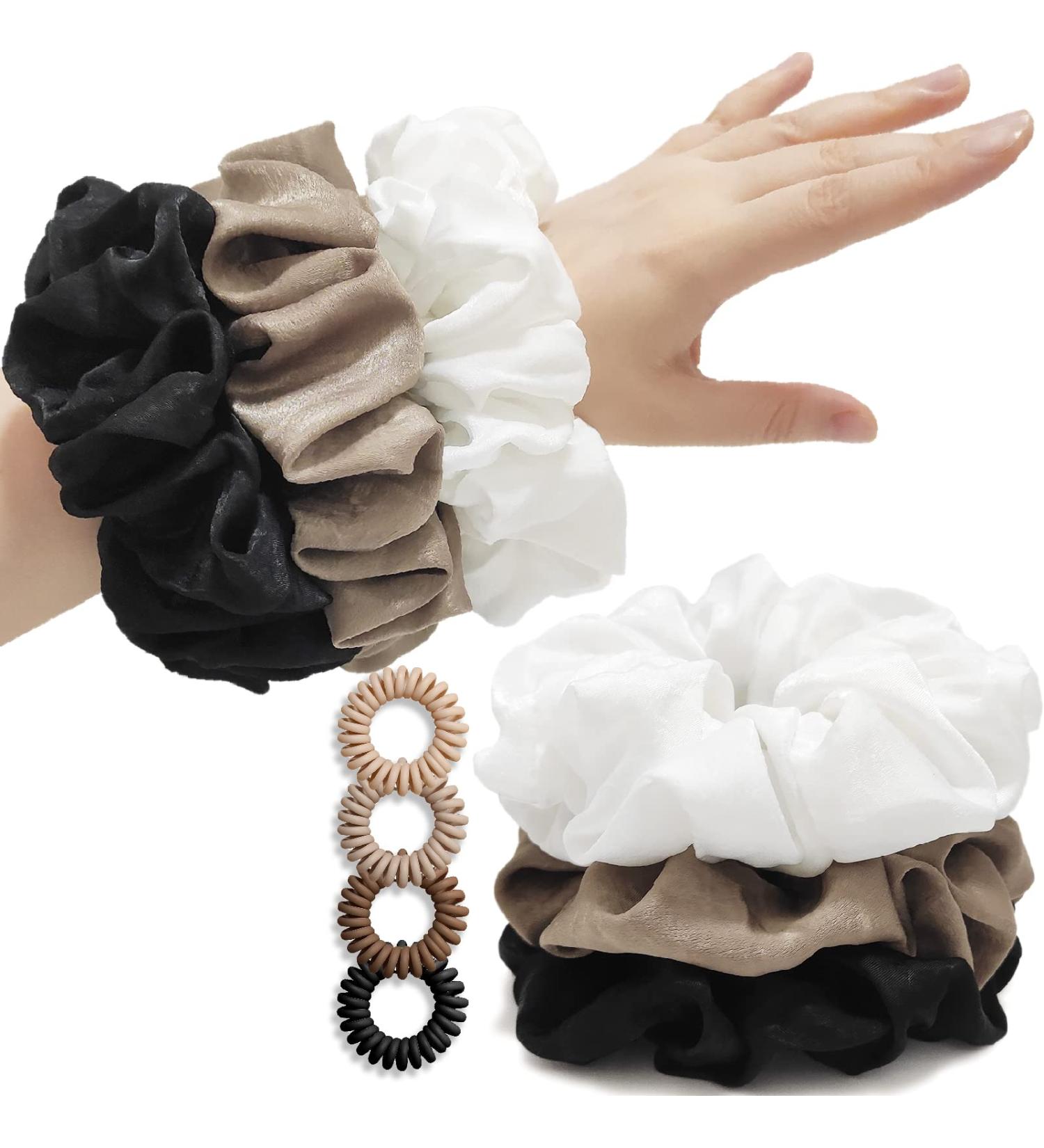 LILIEBE 6 Soft Jumbo Satin Scrunchies for Thick & Curly Hair - Oversized Scrunchie Set for Women & Girls - Buy Online on GoSupps.com
