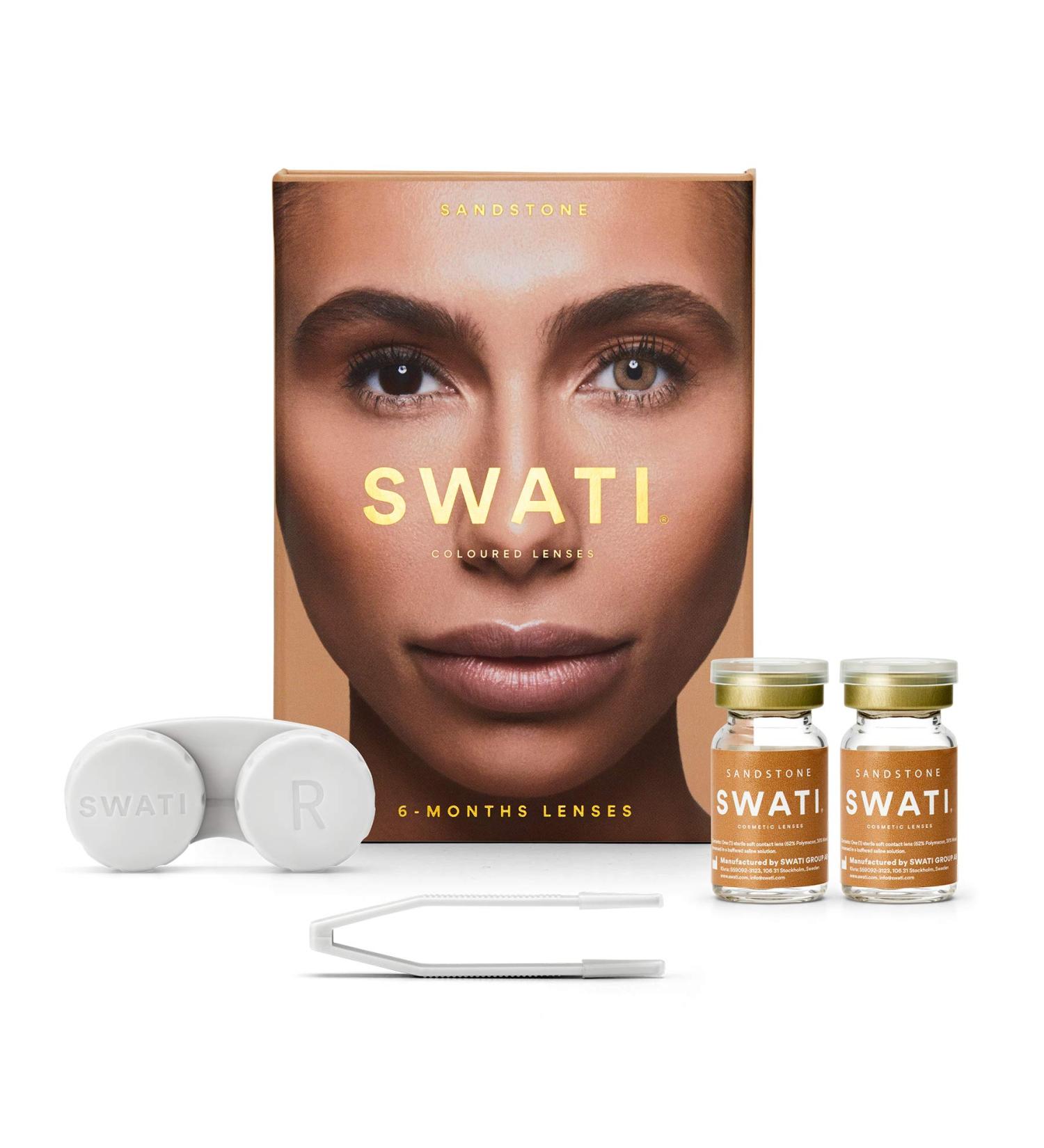 Swati Cosmetics Sandstone Brown 6-Month Colored Contact Lenses - Naturally Looking 0.0 Diopters 14.2mm International Shipping - Buy Online on GoSupps.com