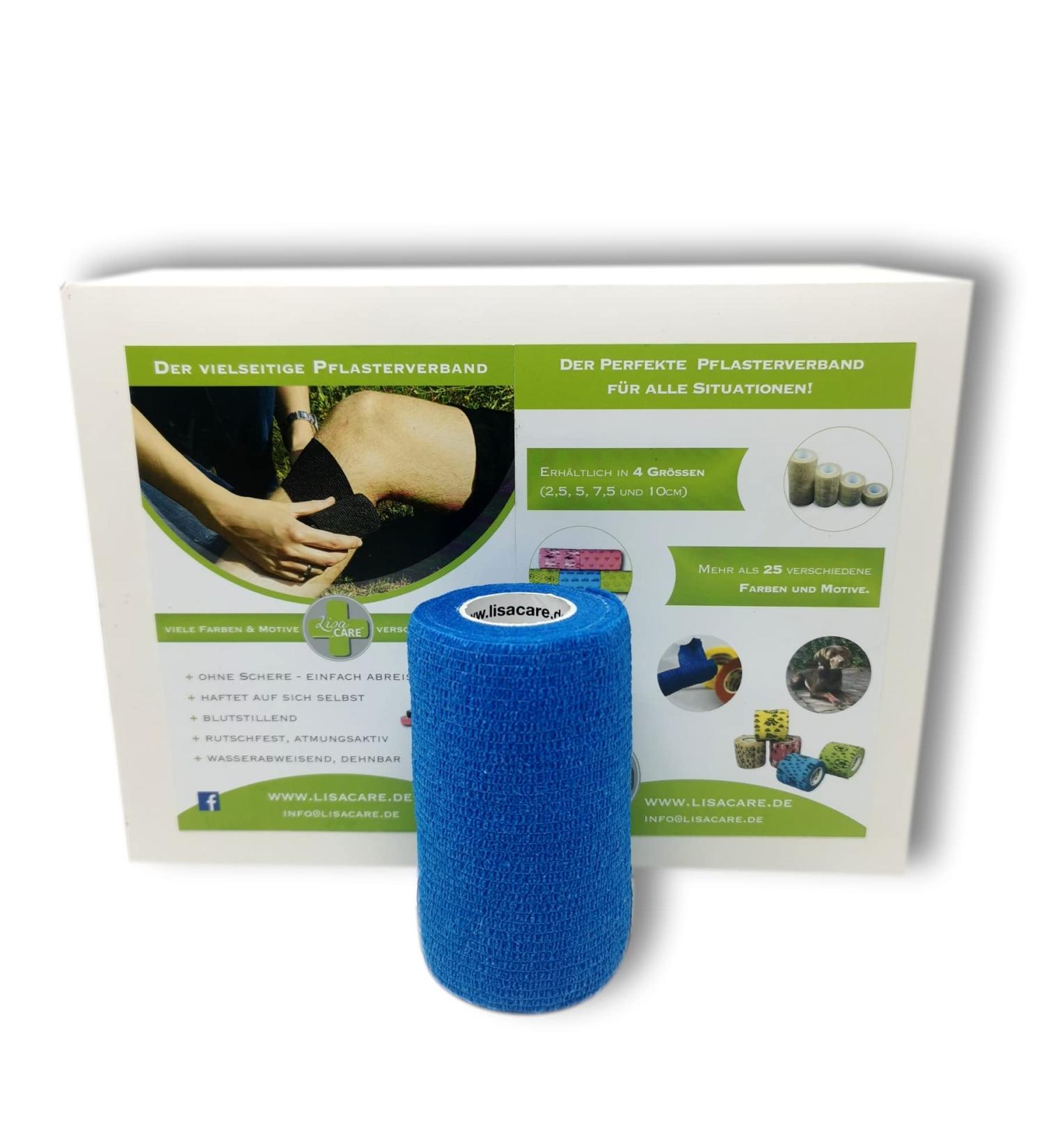 LisaCare Set of 12 Blue Elastic Self-Adhesive Gauze Bandages - 10cm Fixation for People & Animals - International Shipping Available - Buy Online on GoSupps.com