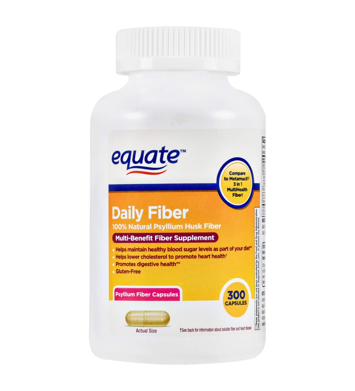 Equate Daily Psyllium Fiber Capsules 300 Ct - Multi-Benefit Digestive Support - Buy Online on GoSupps.com