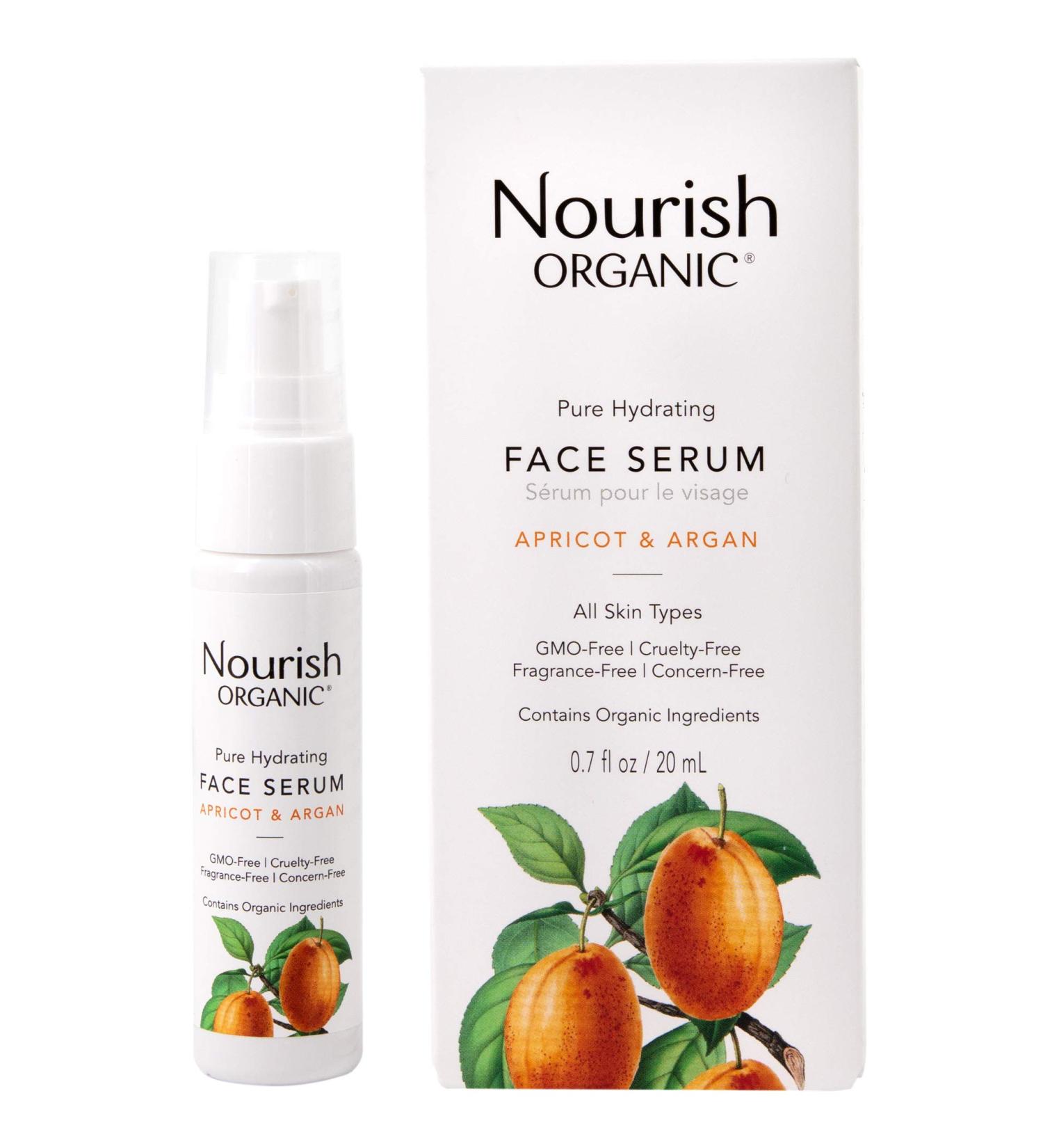 Nourish Organic Apricot & Argan Hydrating Face Serum - 0.7oz | GMO-Free, Cruelty-Free, 100% Vegan - Buy Online on GoSupps.com