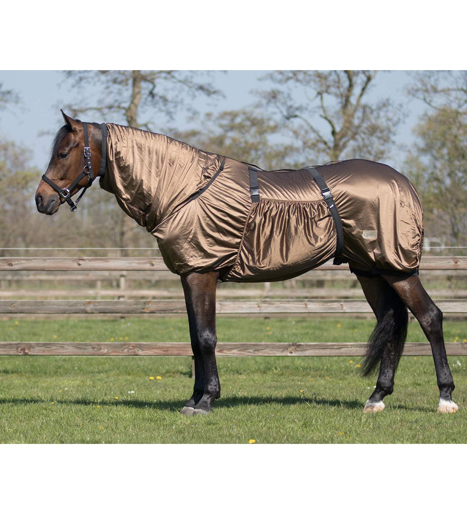 QHP eczema blanket with neck and removable belly flap (115 cm brown) 115 cm brown