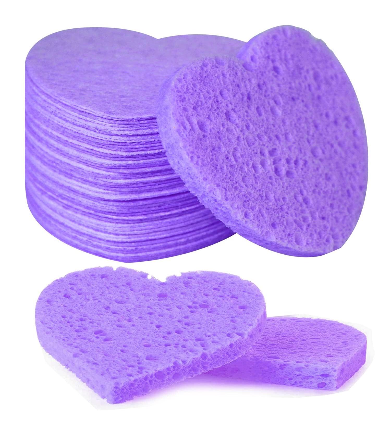 2024 Kojic Acid & Turmeric Cleansing Pads | Heart Shape Facial Sponges for Exfoliating & Makeup Removal (100PCS Purple) - International Shipping Available - Buy Online on GoSupps.com