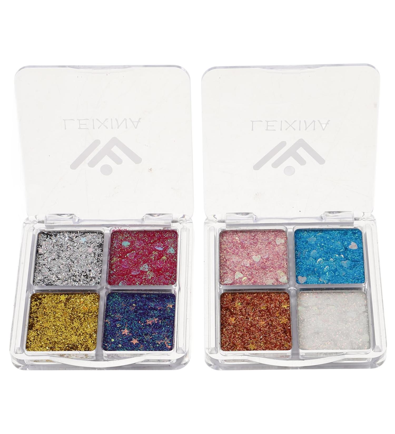Healeved 2Pcs Glitter Eye Shadow Stage Show Eye Makeup Women Makeup Shiny Eyeshadow Women Cosmetics Supplies - Buy Online on GoSupps.com