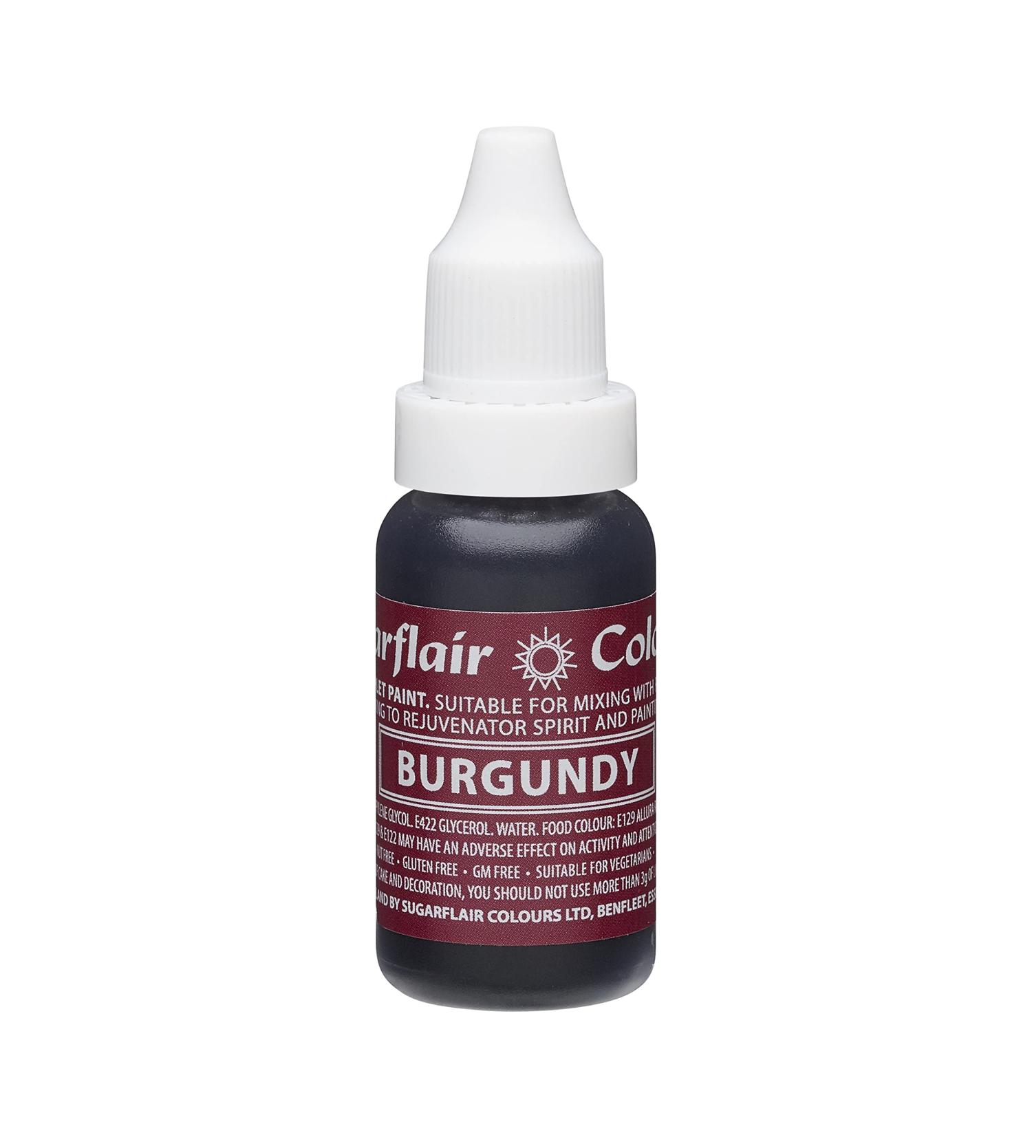 Sugarflair Burgundy Liquid Food Colouring Droplet For Colouring Royal Icing Sugarpaste Buttercream Sugarpaste Also For Painting & Can Be Used With An Airbrush - 14ml