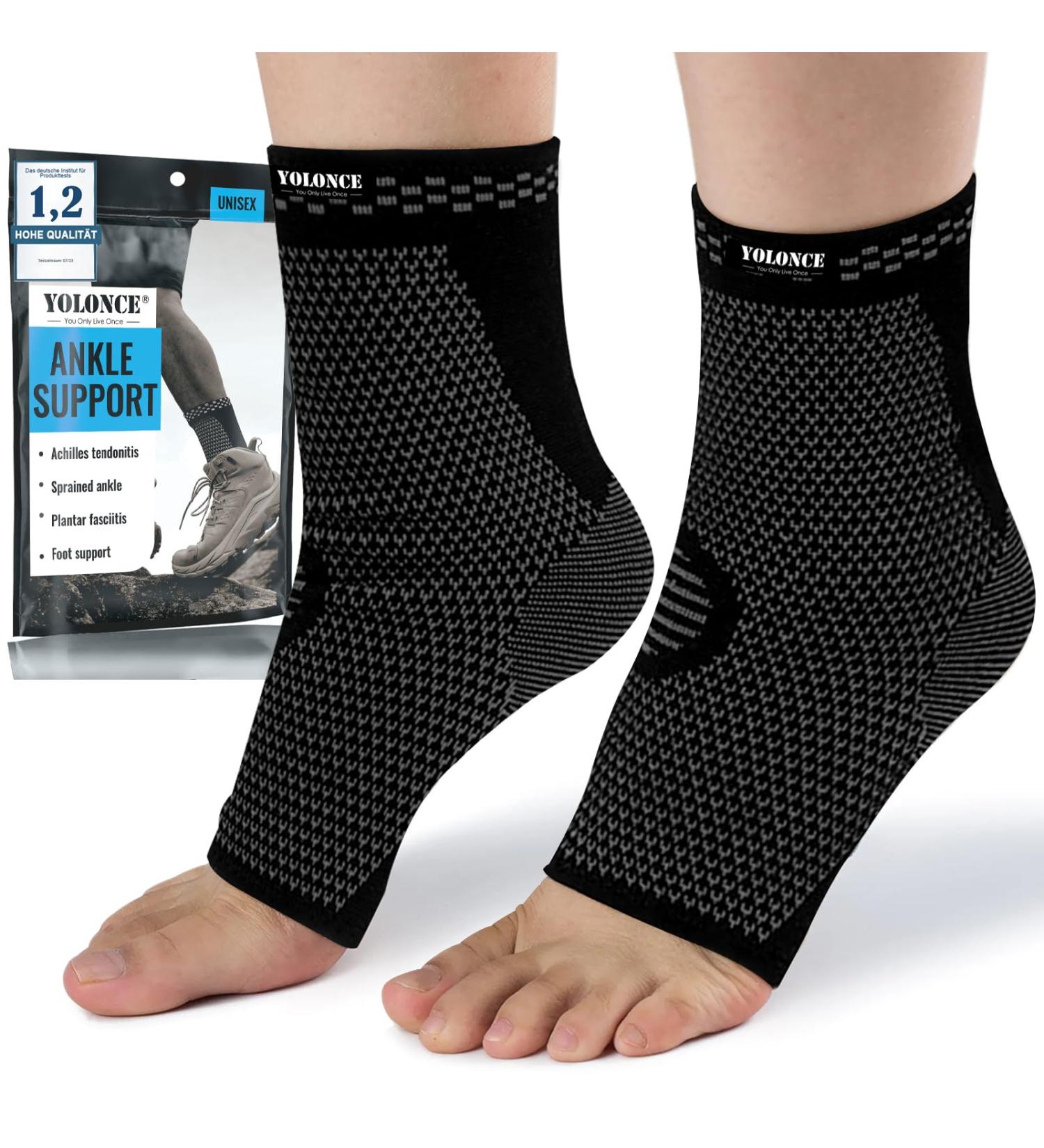 Ankle Support 2 Pieces Breathable Non-Slip Compression Ankle Brace for Joint Pain Relief Ankle Sprain Running Recovery  - Buy Online on GoSupps.com