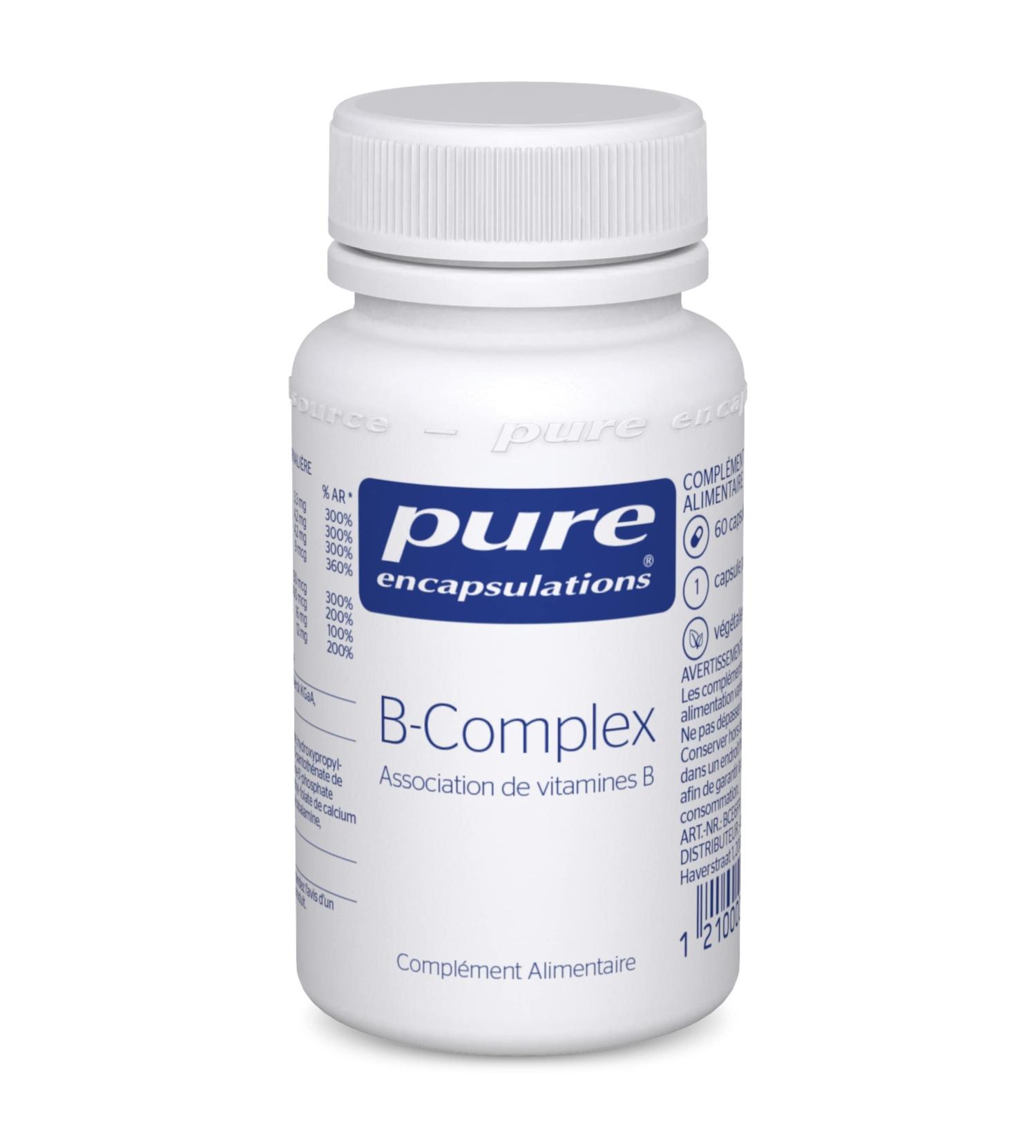Pure Encapsulations - B-Complex - Combination of 8 Highly Assimilable B Vitamins - Contributes to Normal Energetic Metabolism - 60 Vegan Capsules - Buy Online on GoSupps.com