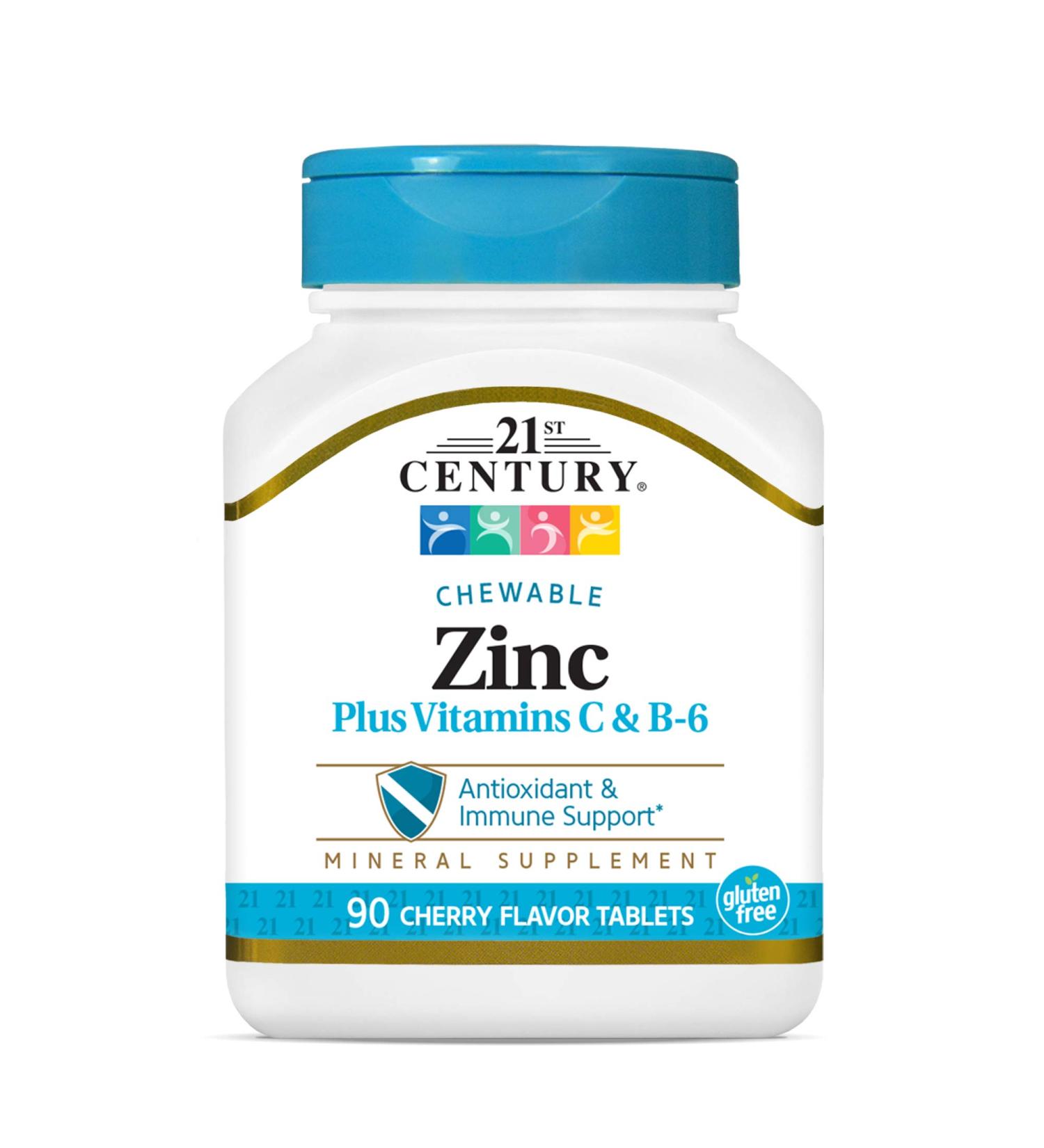 21st Century Zinc Plus Vitamins C & B6 - Cherry Flavor Chewable Tablets | 90 Count - Buy Online on GoSupps.com