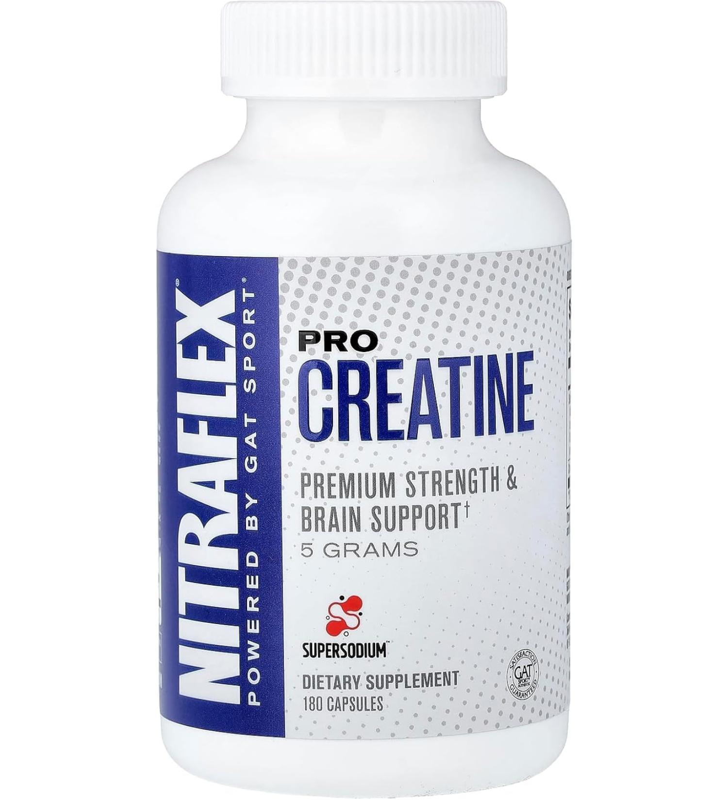 GAT SPORT Pro Creatine Capsules Strengh Wellness Brain Health Enhanced Absorption 5 Grams 150 Veggie Capsules