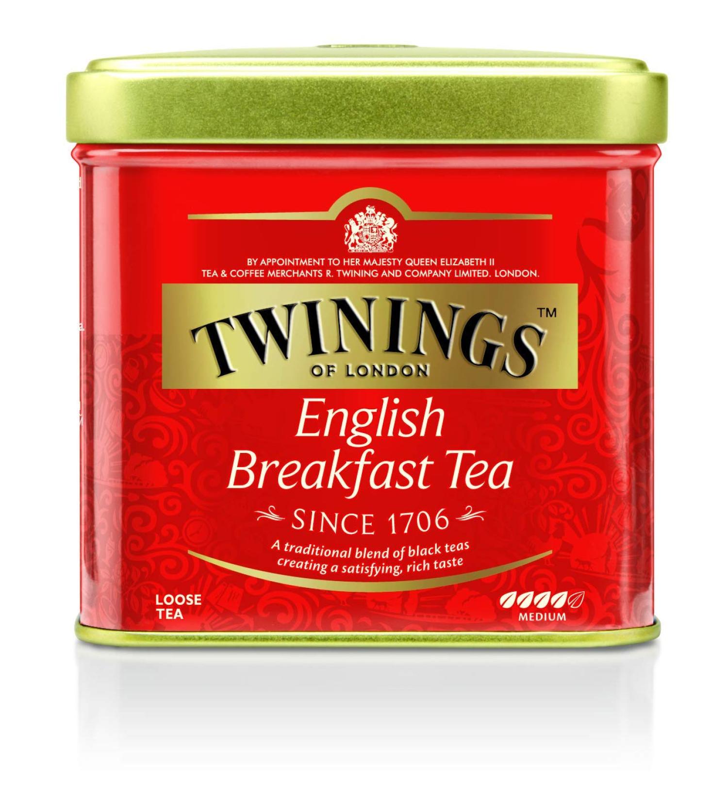 Twining English Breakfast Tea Can 100g - Strong Black Tea from Sri Lanka & India | 6-Pack Black Tea for Perfect Brews - Buy Online on GoSupps.com