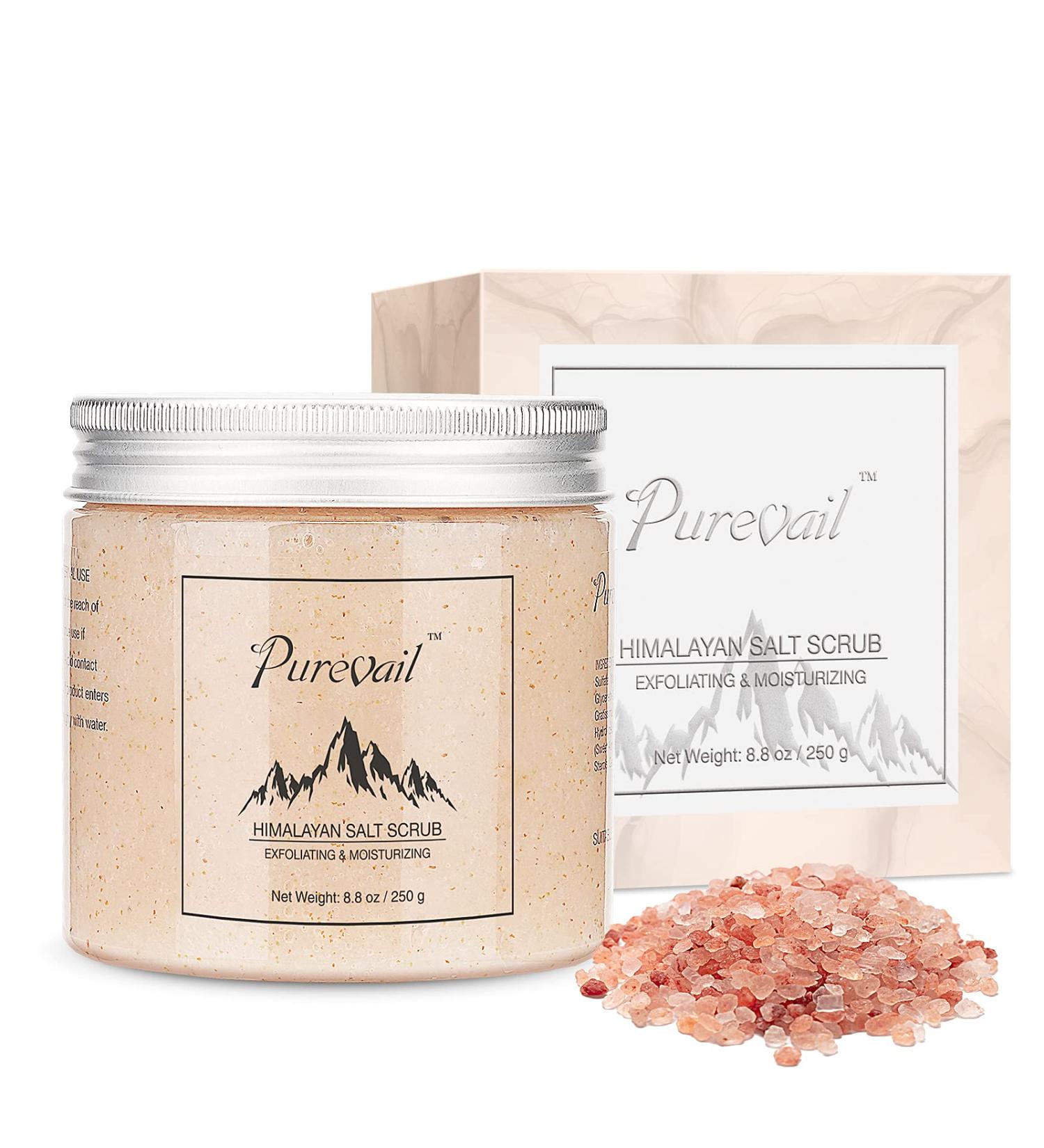 Purevail Himalayan Salt Body Scrub - Exfoliating & Moisturizing with Bergamot Scent - 8.8 oz - Buy Online on GoSupps.com