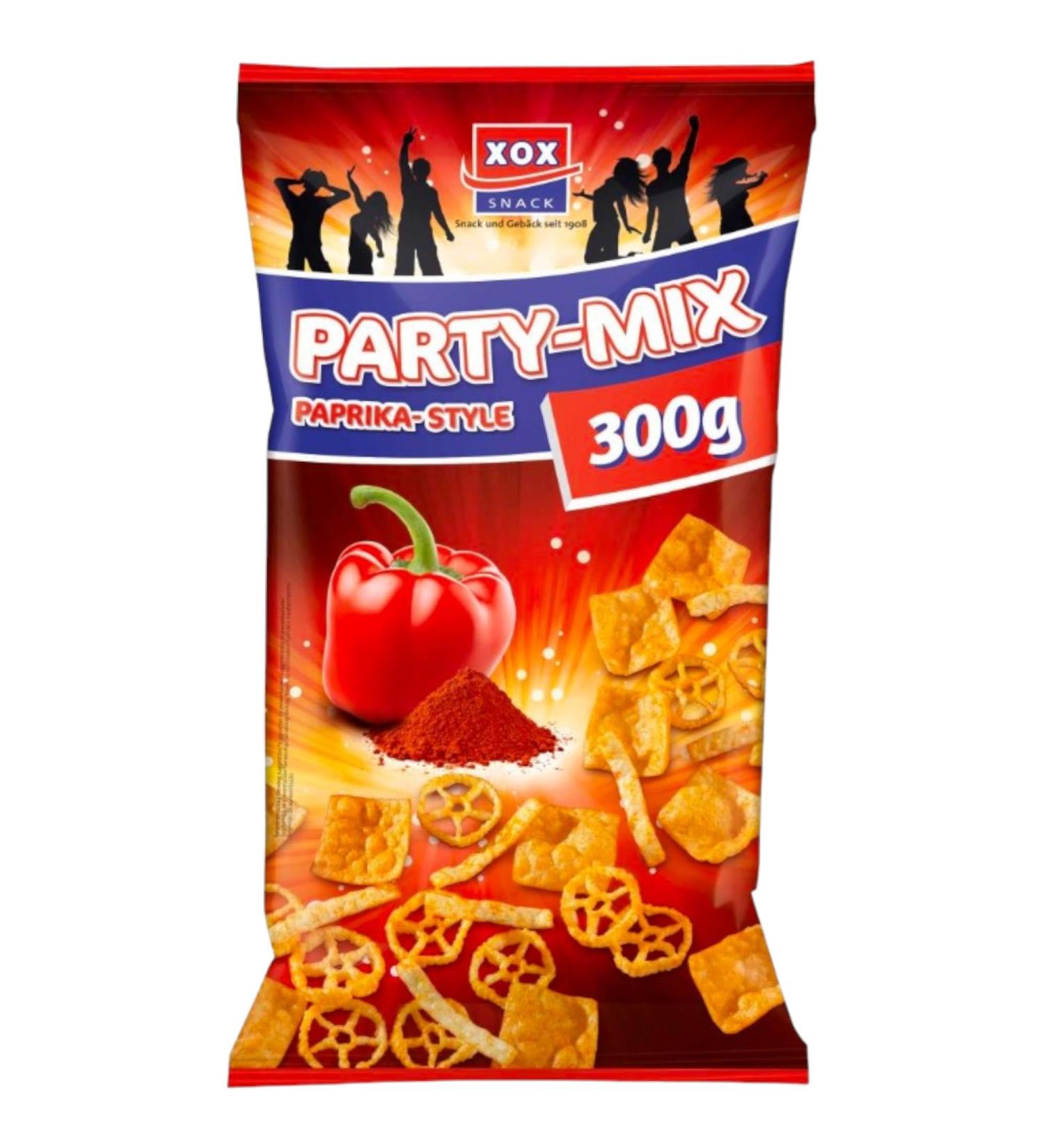 XOX Party Mix 300g |Wheat corn snack with pepper taste |Vegan crispy chips 300g (party mix 1 Pack) Party Mix 300 g (1 Pack)