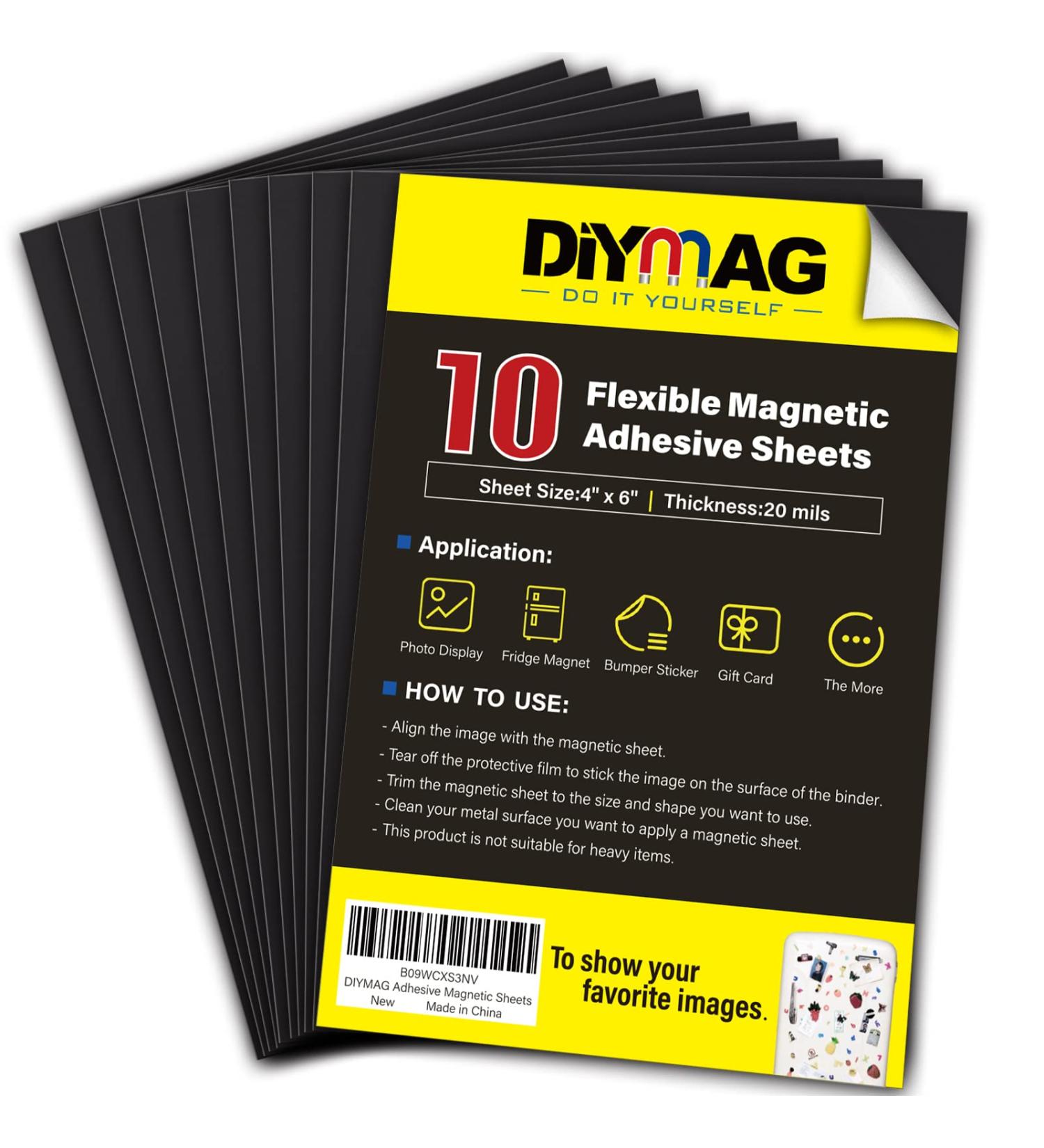 DIYMAG Magnetic Adhesive Sheets 4 x 6 10 Pack - Cuttable & Flexible Magnet Sheets for Crafts and Photos | Easy Peel and Stick Adhesive | 4 x 6 - 10 Pack - Buy Online on GoSupps.com
