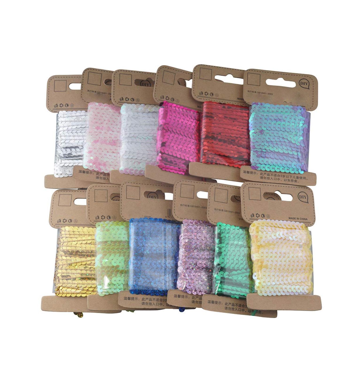 12 Colors 5mm Flat Sequin Trim String Sequins for DIY Craft Embellishments - ALLinONE - Buy Online on GoSupps.com