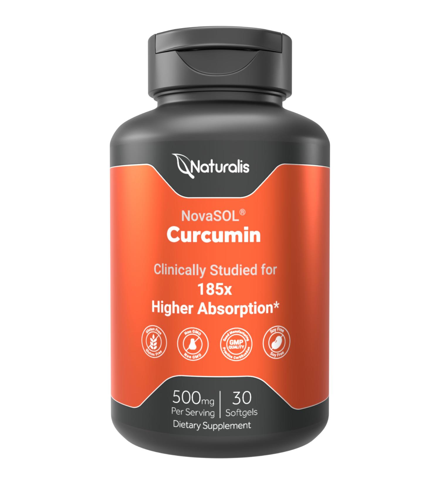 Naturalis NovaSOL Curcumin (5 550mg Curcuminoids Equivalent Per Serving) - Clinical Proven with 185X Better Absorption | Antioxidant Support for Brain Joint & Immune Health* | 30 Servings - Buy Online on GoSupps.com