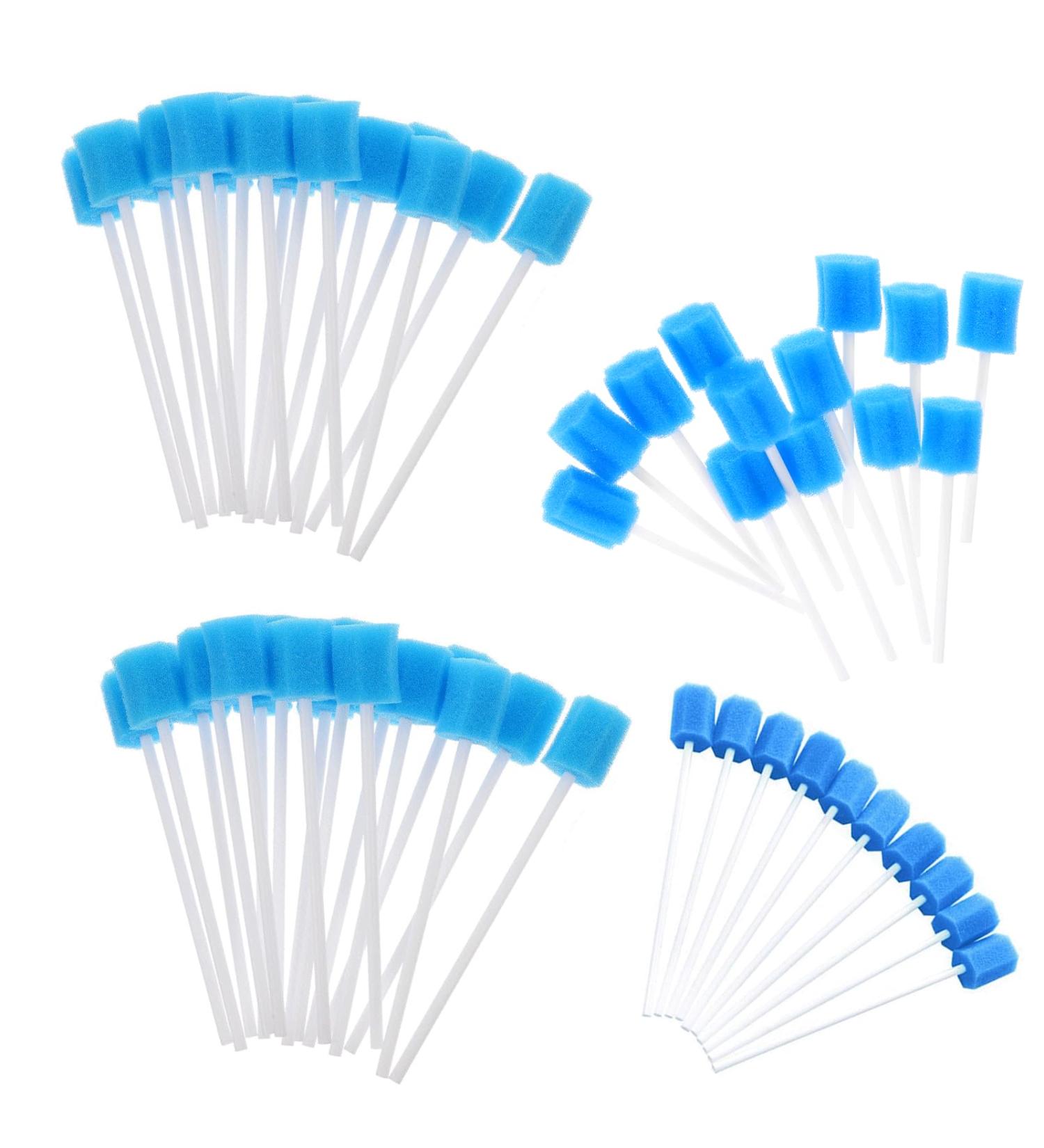 Zhyuan 100 Pieces Blue Cleaning Mouth Swabs - Disposable Oral Hygiene Sponges for Effective Care - Buy Online on GoSupps.com