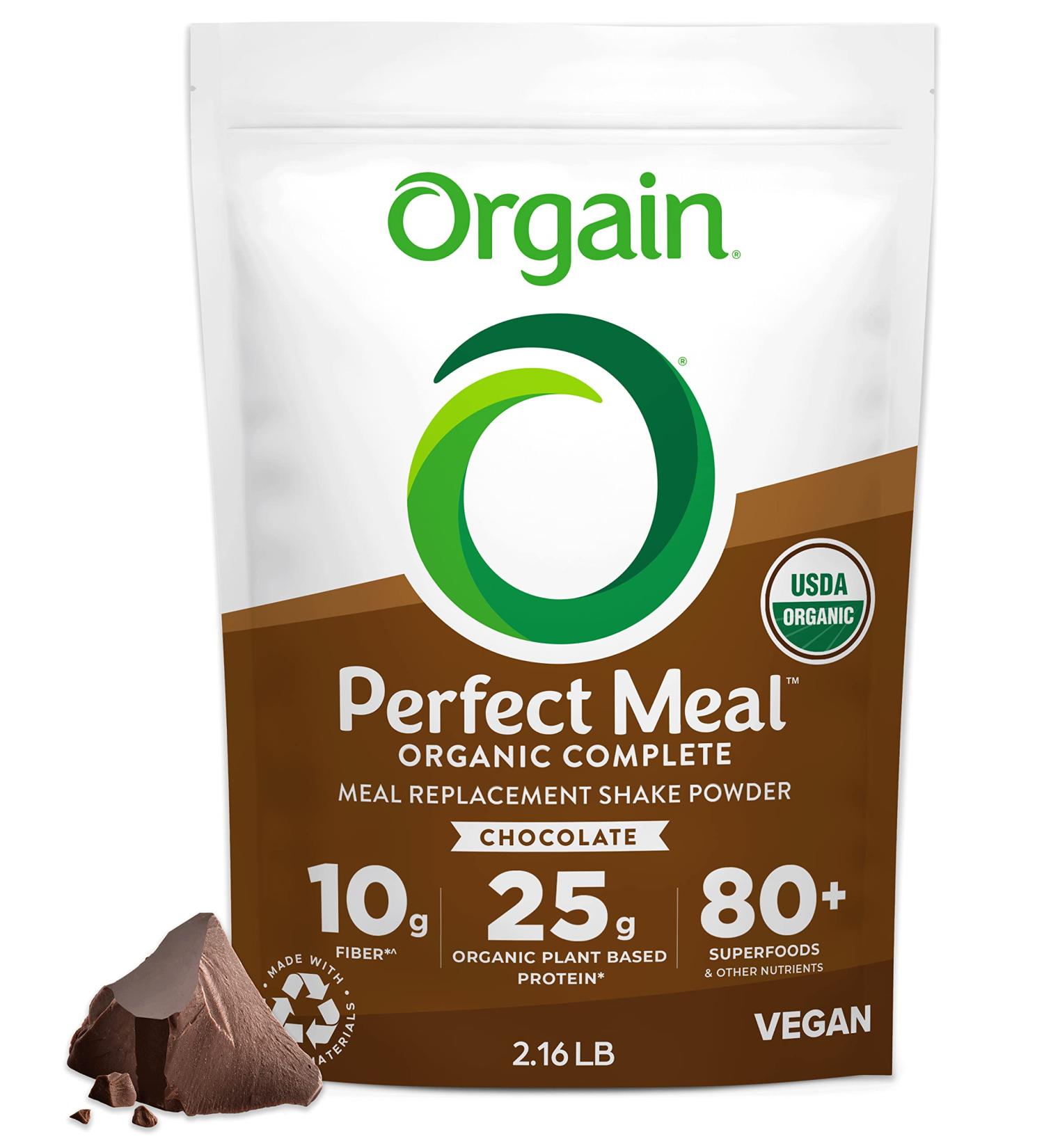 Orgain Organic Perfect Meal Powder Vegan Meal Replacement | 25g Plant Based Protein | 80+ Superfoods | Fiber & Probiotics | Non-GMO Chocolate 2.16 lb - Buy Online on GoSupps.com