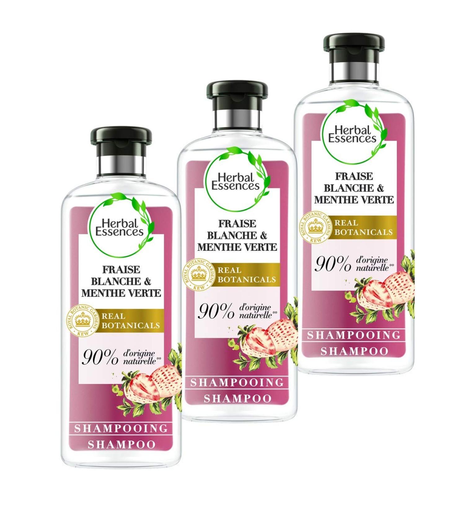 Herbal Essences Pure White Strawberry and Spearmint Purification Shampoo 90% natural ingredients Paraben-free Dye-free Silicone-free Paraffin-free 250ml x3 pack - Buy Online on GoSupps.com