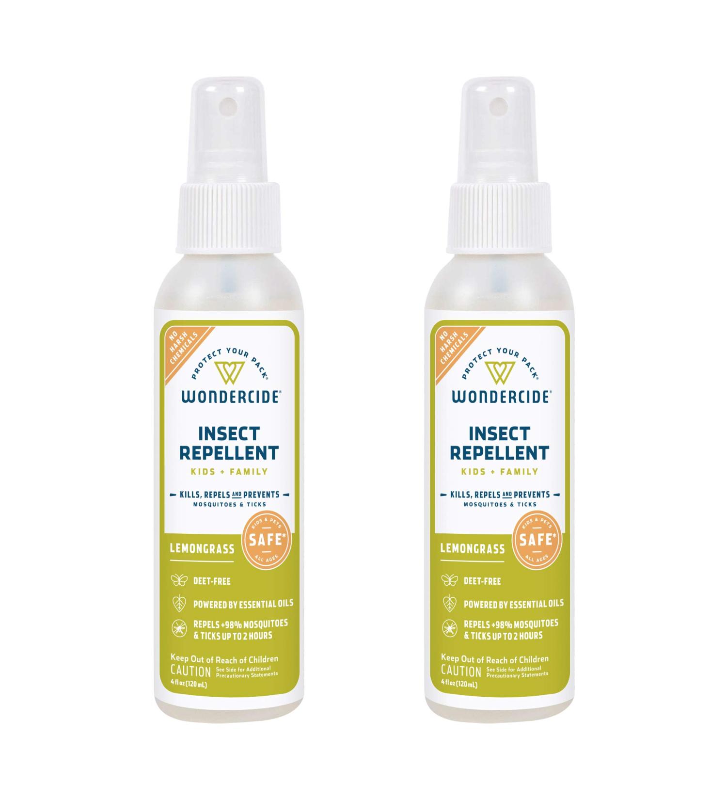 Wondercide Natural Essential Oil Bug Repellent - DEET-Free Plant-Based Spray for Mosquito, Tick, Fly, Insect - Safe for Kids & Babies - Lemongrass - 2-Pack 4 oz - Buy Online on GoSupps.com