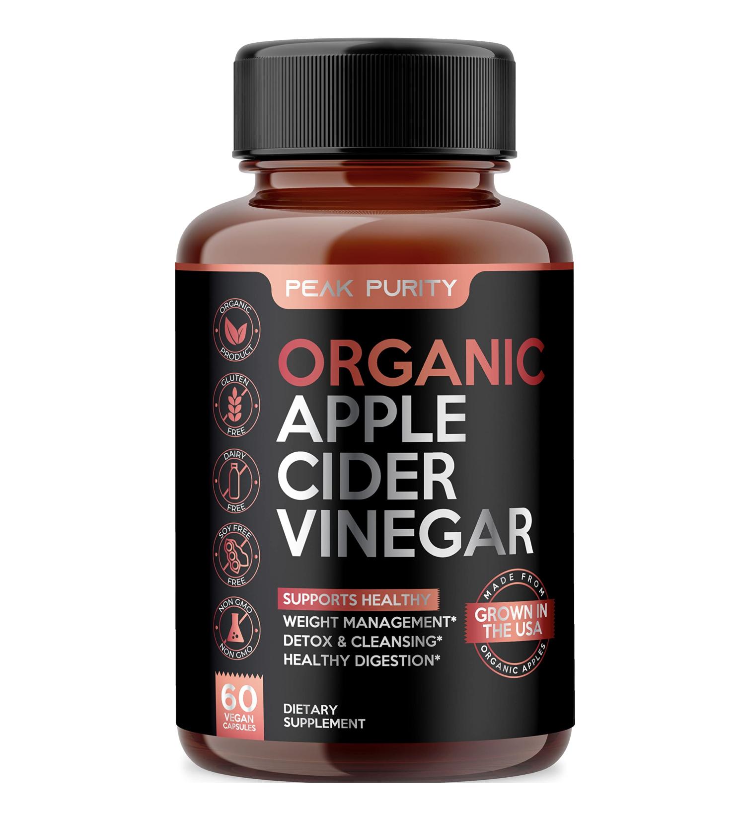 Organic Raw Apple Cider Vinegar Capsules - 1000mg Extra Strength - Detox & Digestion Support - Easy to Swallow ACV Pills - Buy Online on GoSupps.com