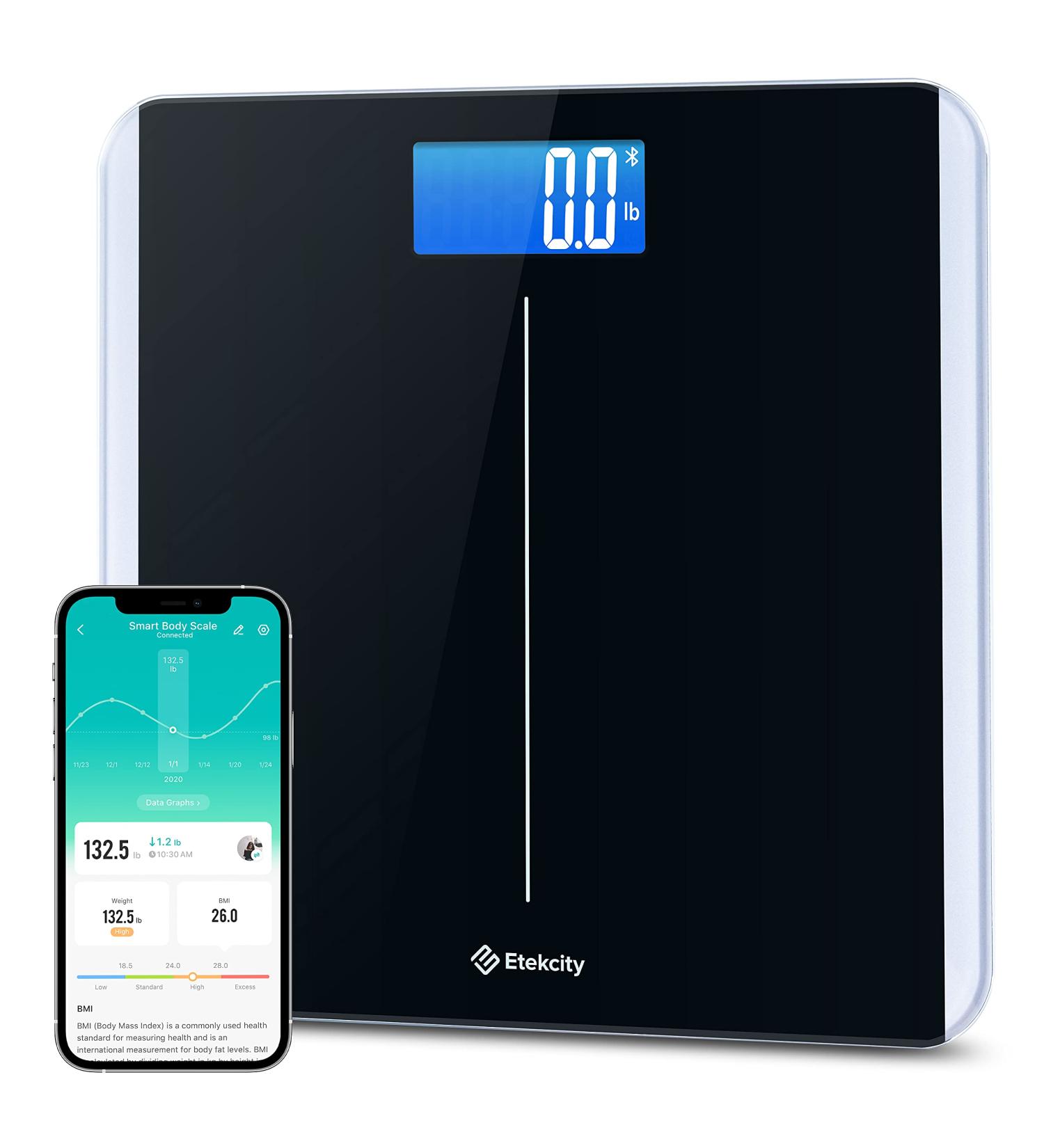 Etekcity Smart Bluetooth Bathroom Scale - Body Weight & BMI Tracker, 400 lbs Capacity, 11x11 inches - Buy Online on GoSupps.com