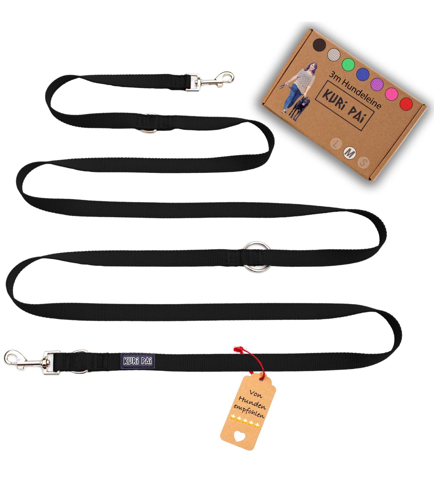 Kuri Pai 3m Dog Leash for Medium Dogs - Comfortable Sustainable Bamboo | Black | Perfect for Training & Walking - Buy Online on GoSupps.com