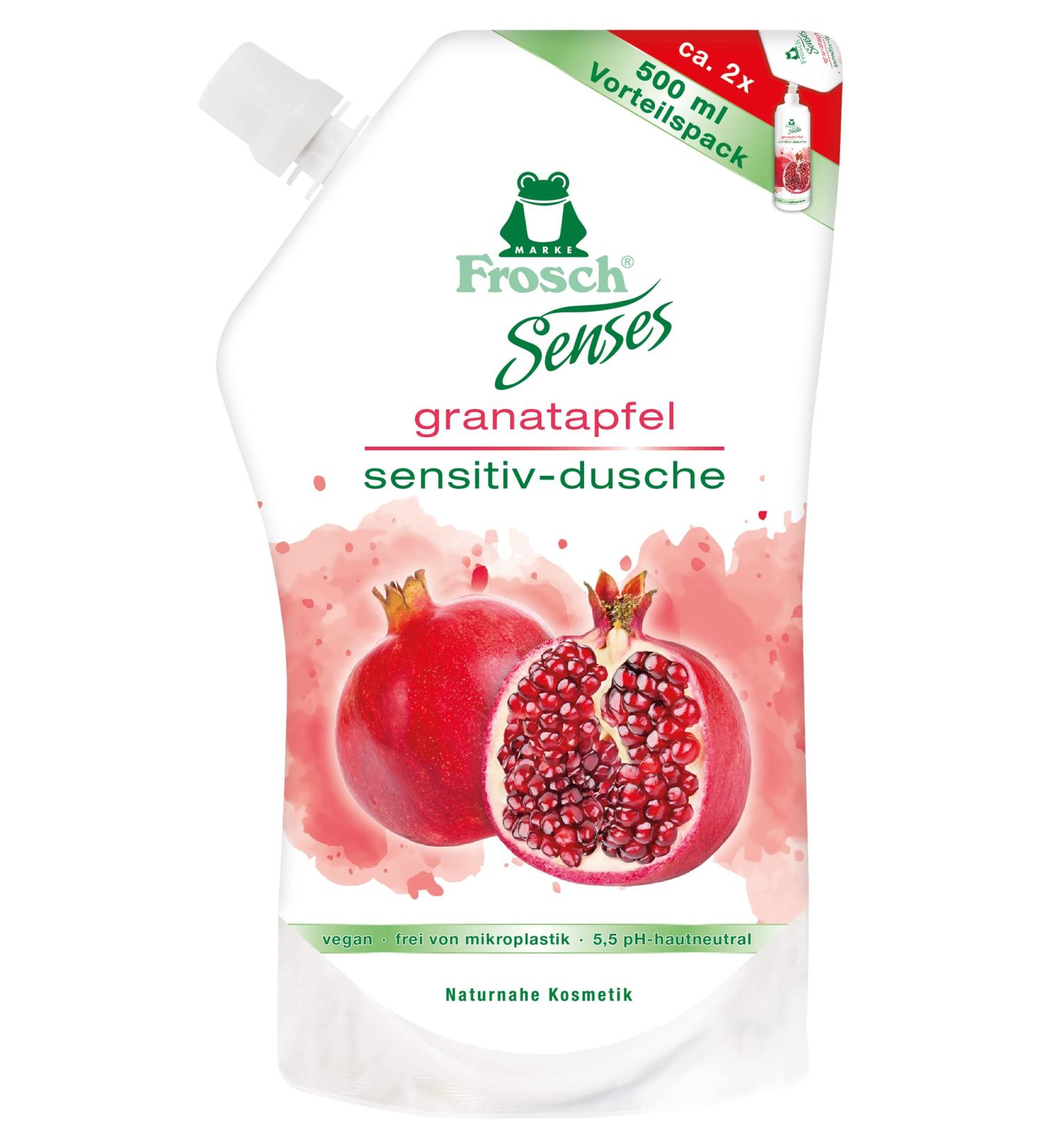  Frosch Frosch Senses Grenade Sensitive Shower Gel for Sensitive Skin pH Neutral and Vegan Microplastic-free Body Care Transparent Refill 500 ml - Buy Online on GoSupps.com