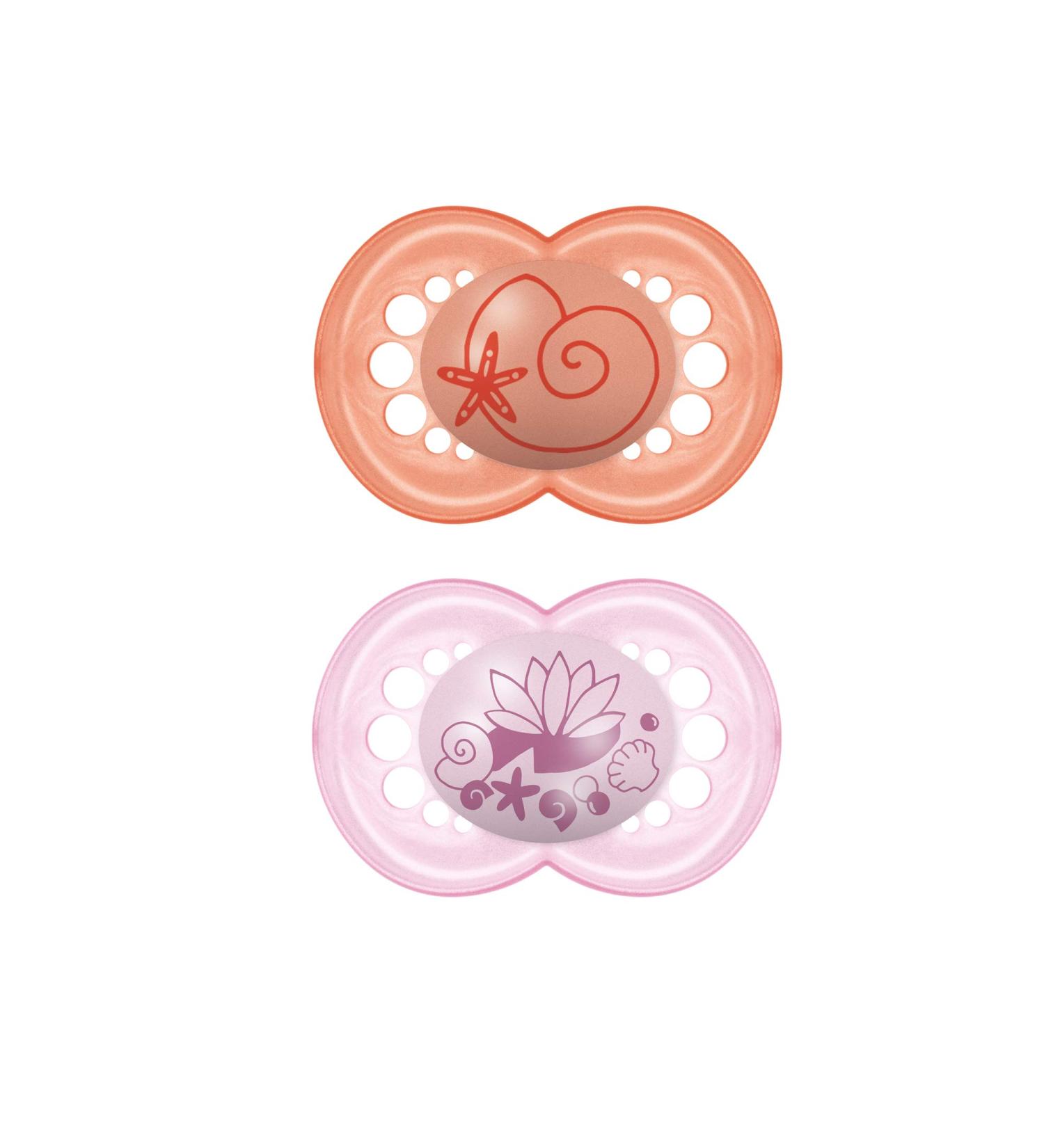 MAM Original Baby Pacifier Nipple Shape Helps Promote Healthy Oral Development Sterilizer Case 2 Pack 6-16 Months Pearl/Girl Pearl Girl - Buy Online on GoSupps.com