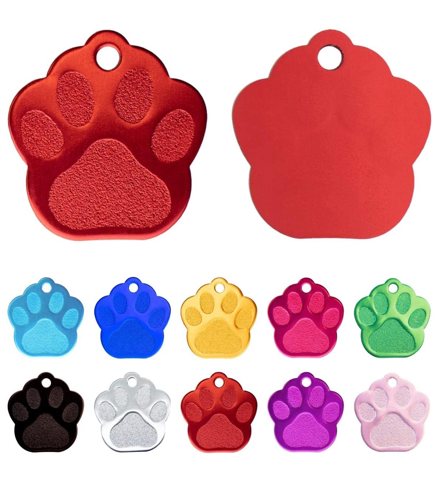 Personalized Dog & Cat Paw Pendant - Custom Engraved Name Collar for Medium to Large Pets | Ibera Gifts (Red) - Buy Online on GoSupps.com