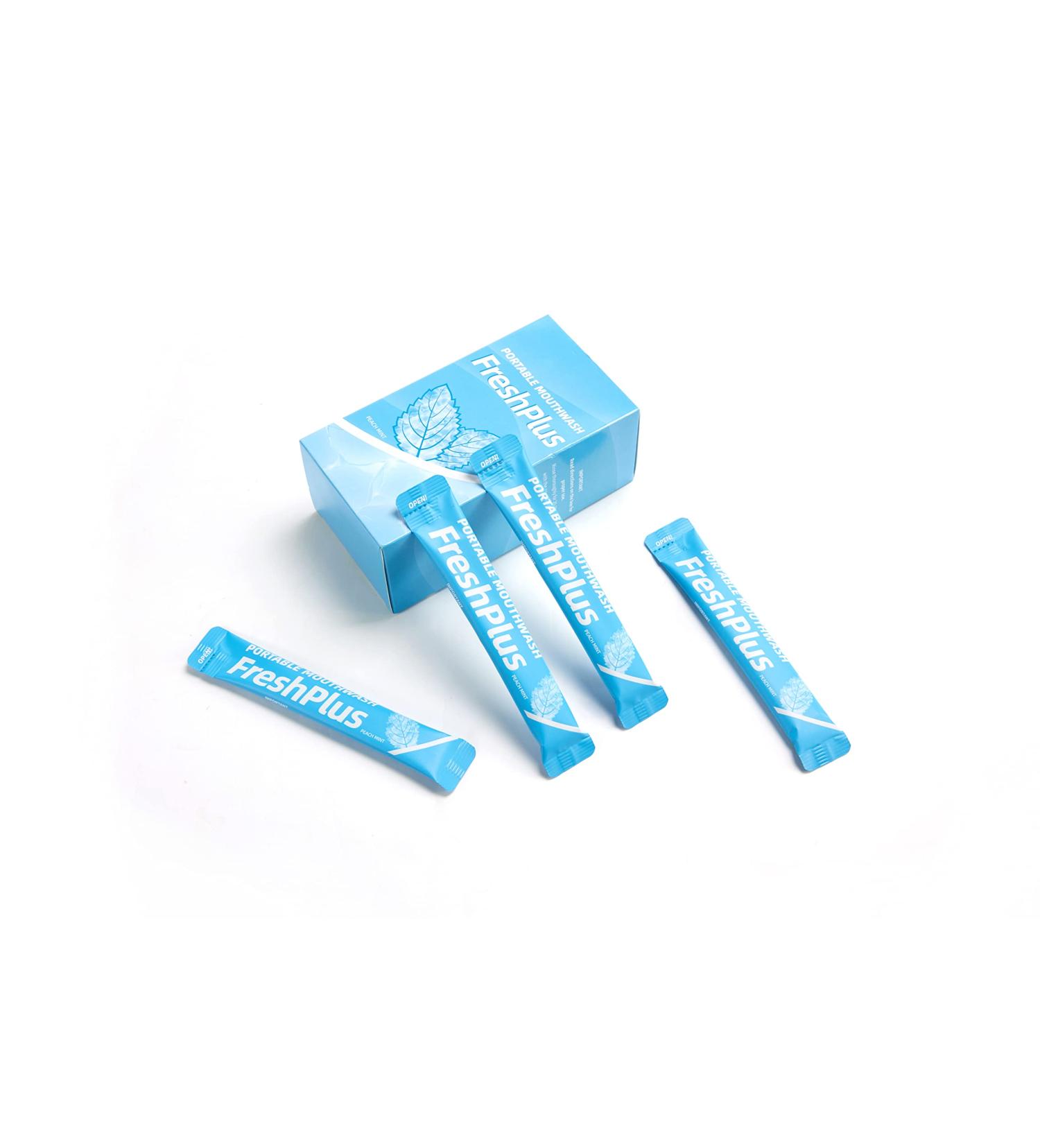 FreshPlus Mouthwash - TSA Approved Travel Size, Alcohol-Free with Natural Ingredients for Bad Breath - Evest Oral Care Treatments (20 Packets) - Buy Online on GoSupps.com