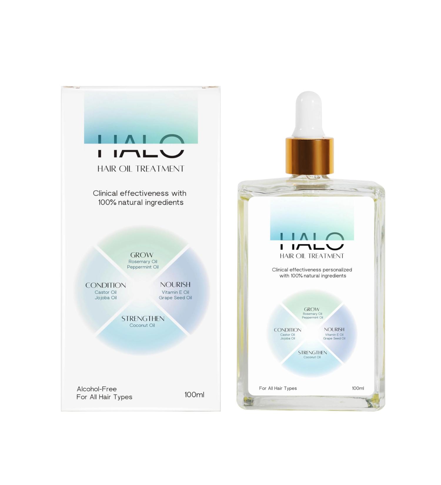 Shop NEW Halo Hair Oil | 100% Natural Ingredients | Personalized Castor Coconut Rosemary Jojoba & More | International Shipping - Buy Online on GoSupps.com