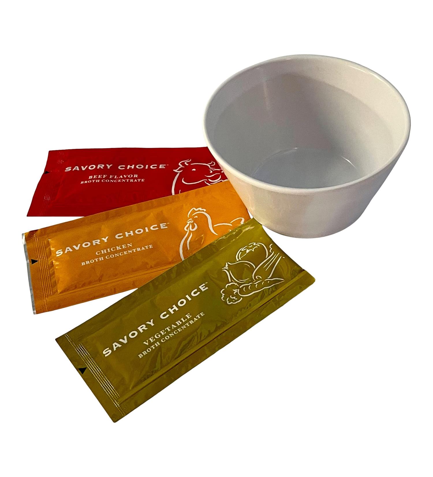 Savory Choice Reduced Sodium Broth Variety Pack - Beef, Chicken, and Vegetable Concentrates - 24 Total Ideal for Soups - Includes Bouillon Mixing Cup - Buy Online on GoSupps.com