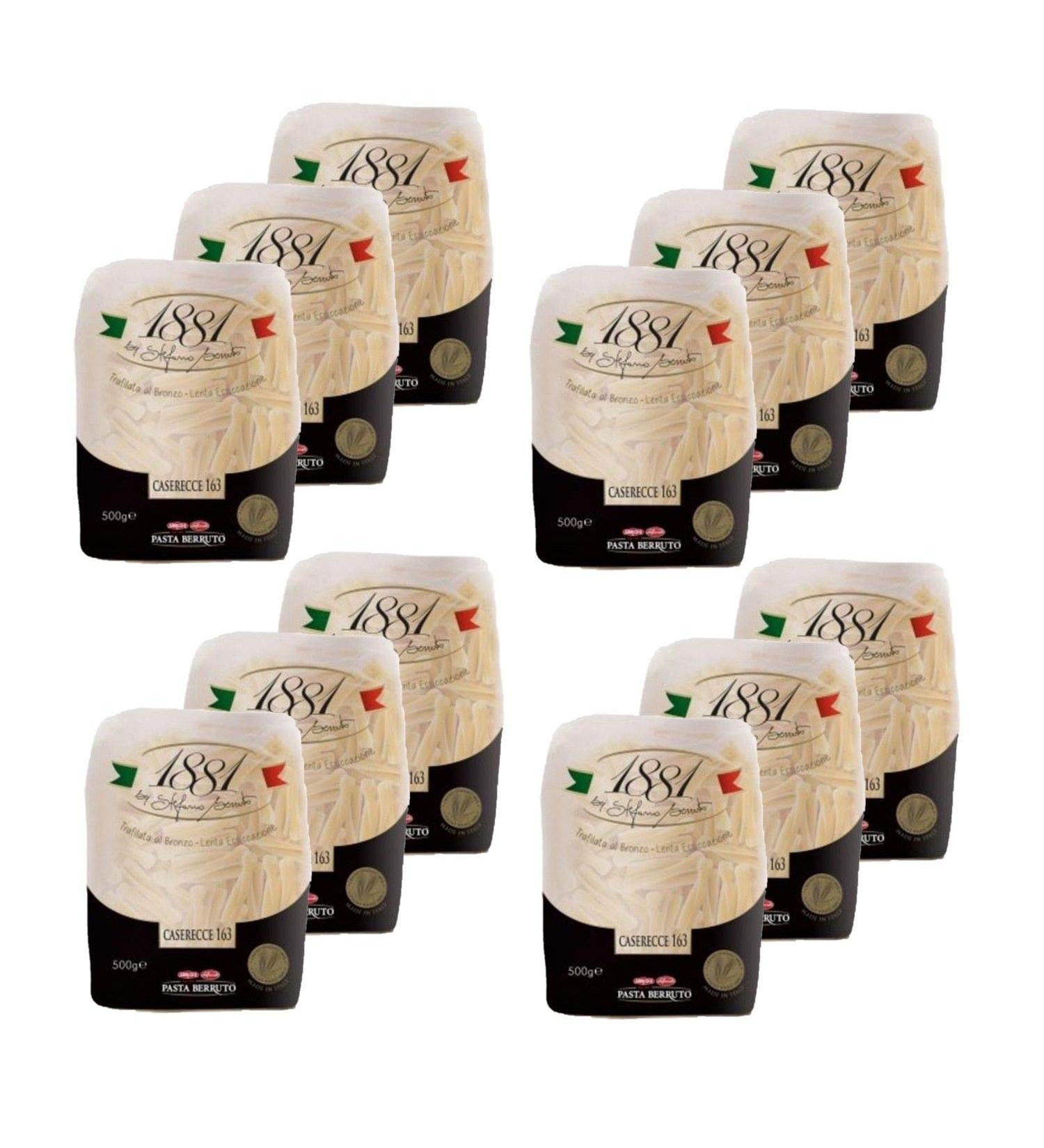 Pasta Berruto - 1881 Caserecce Italian Pasta No. 163 - 1881 Pasta Berruto Pack of 12 - 500 g