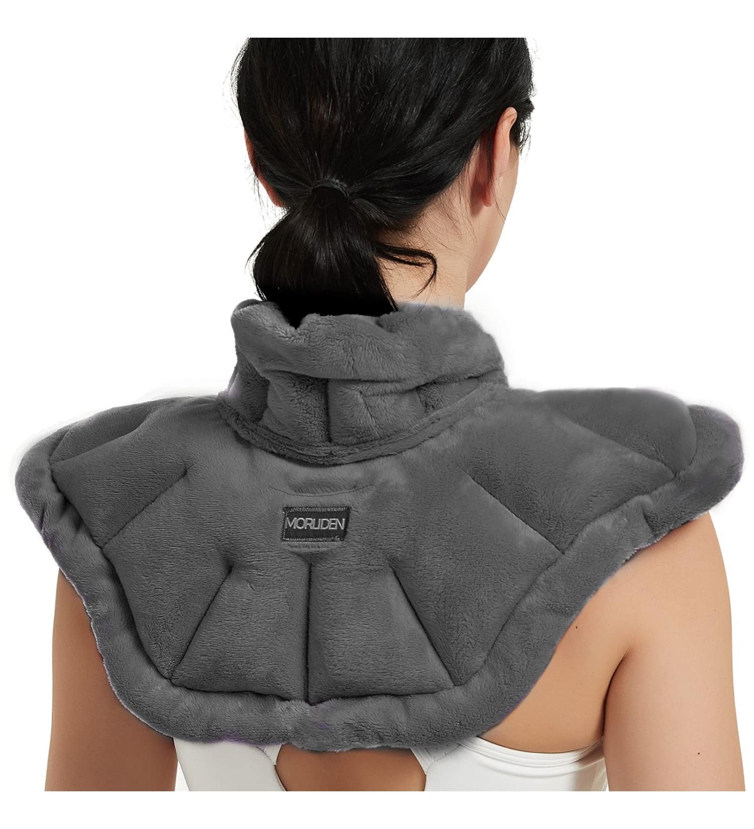 Microwavable Heating Pad for Neck and Shoulders  Extra Large Weighted Heated Neck Wrap Microwave with Moist Heat Reusable (Gray) Neck & Shoulders - Dark Gray - Buy Online on GoSupps.com