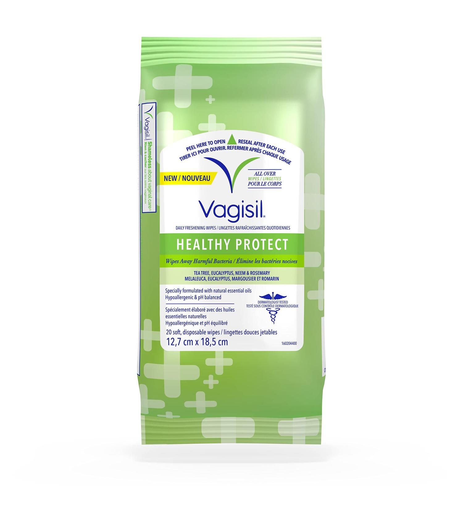 Vagisil Feminine Wipes for Intimate Area Hygiene Healthy Protect pH Balanced and Gynecologist Tested 20 Count - Buy Online on GoSupps.com