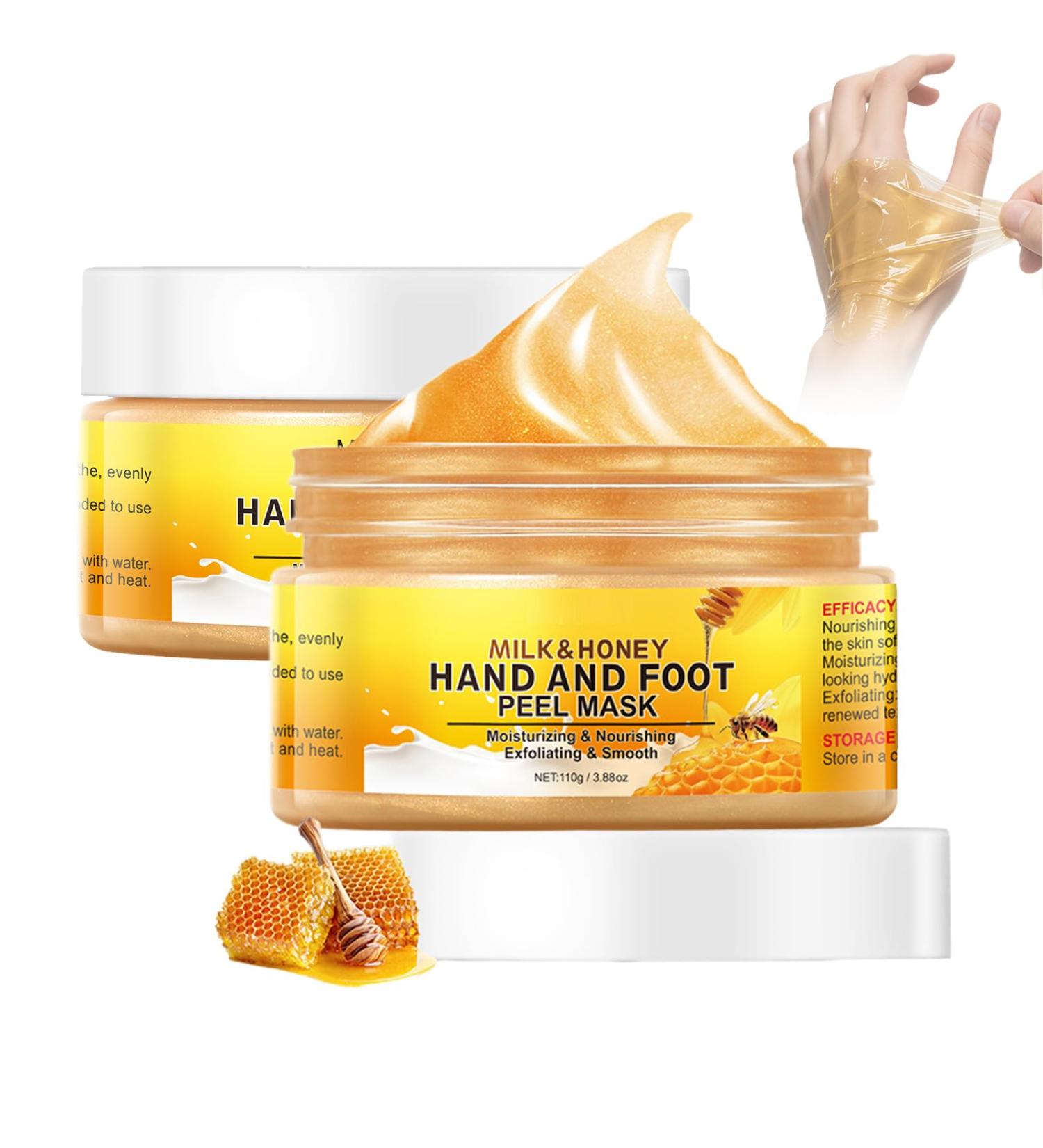 Lot de 2 masques exfoliants pour les mains et les pieds au lait de miel nourrit et hydrate les peaux s ches et rugueuses limine doucement les peaux mortes pour les mains craquel es et s ches | - Buy Online on GoSupps.com