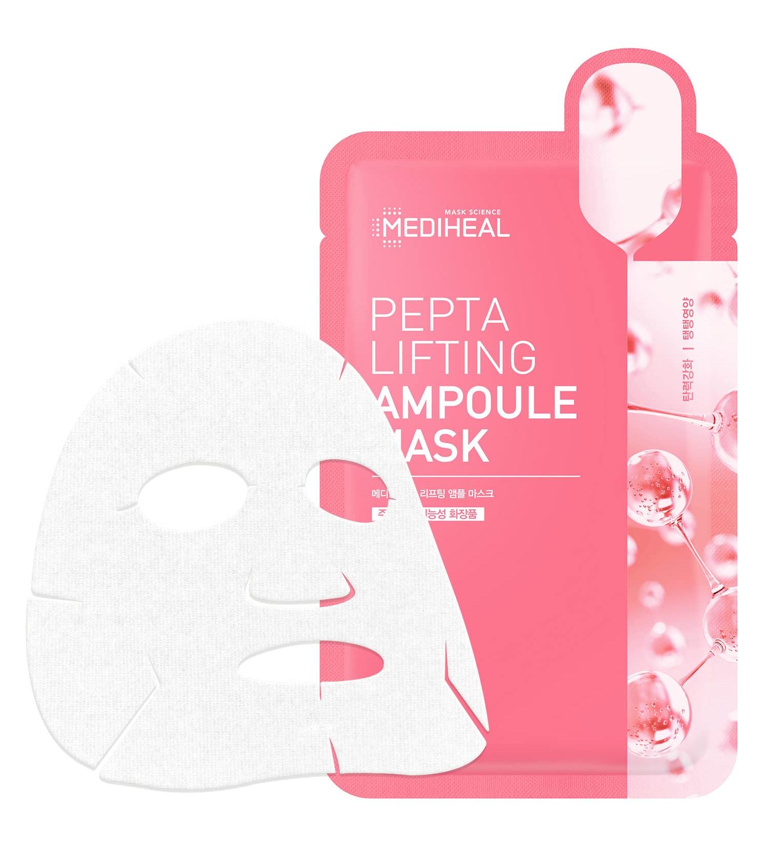 Mediheal Pepta Lifting Ampoule Mask - Pack of 15 | Peptides & Collagen Facial Sheet for Revitalizing & Firming Stressed Skin - Buy Online on GoSupps.com
