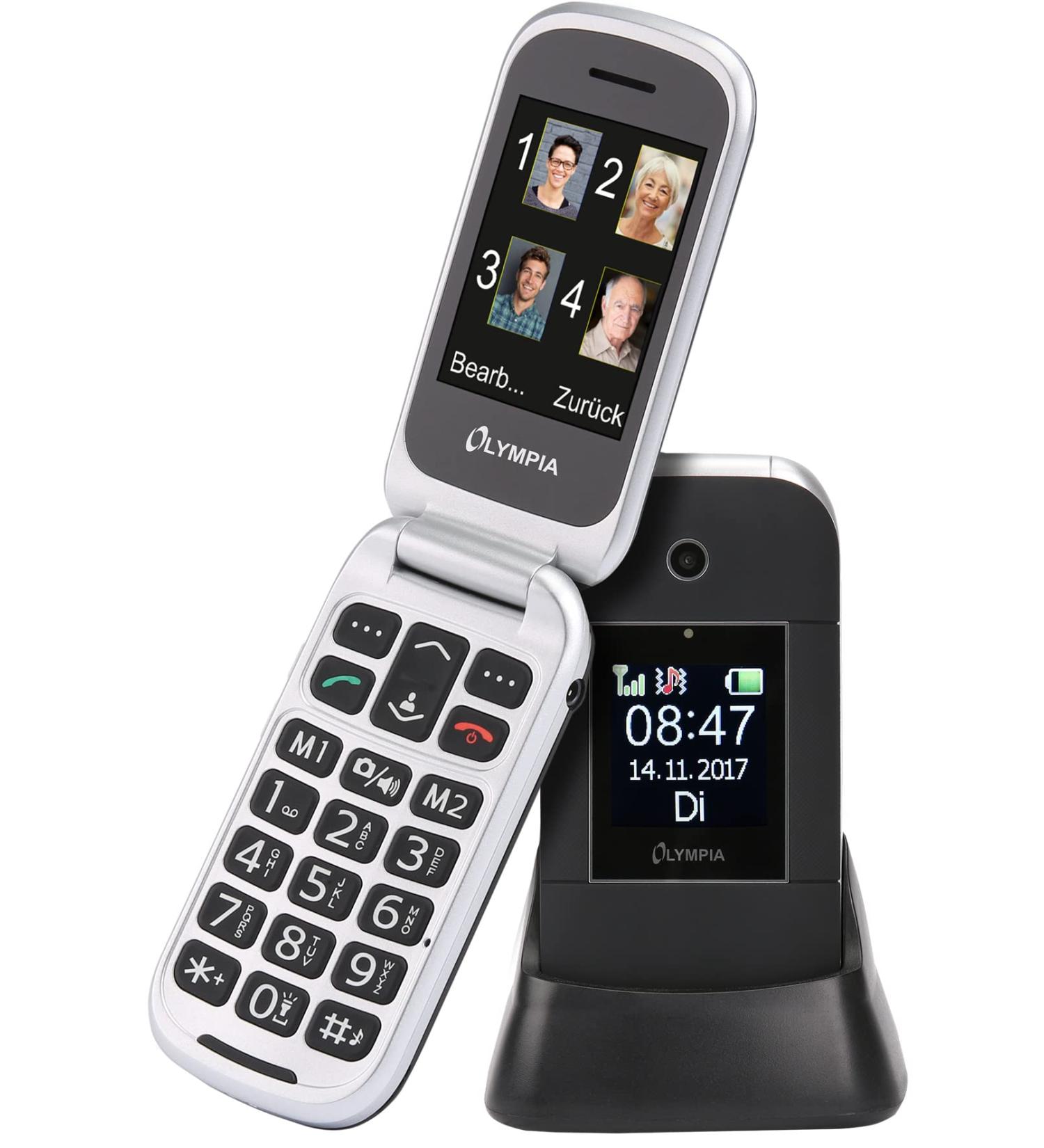 Olympia Janus Senior Flip Phone - No Contract Large Buttons 2.4 Color Display Black - Ideal Mobile for Seniors - Buy Online on GoSupps.com
