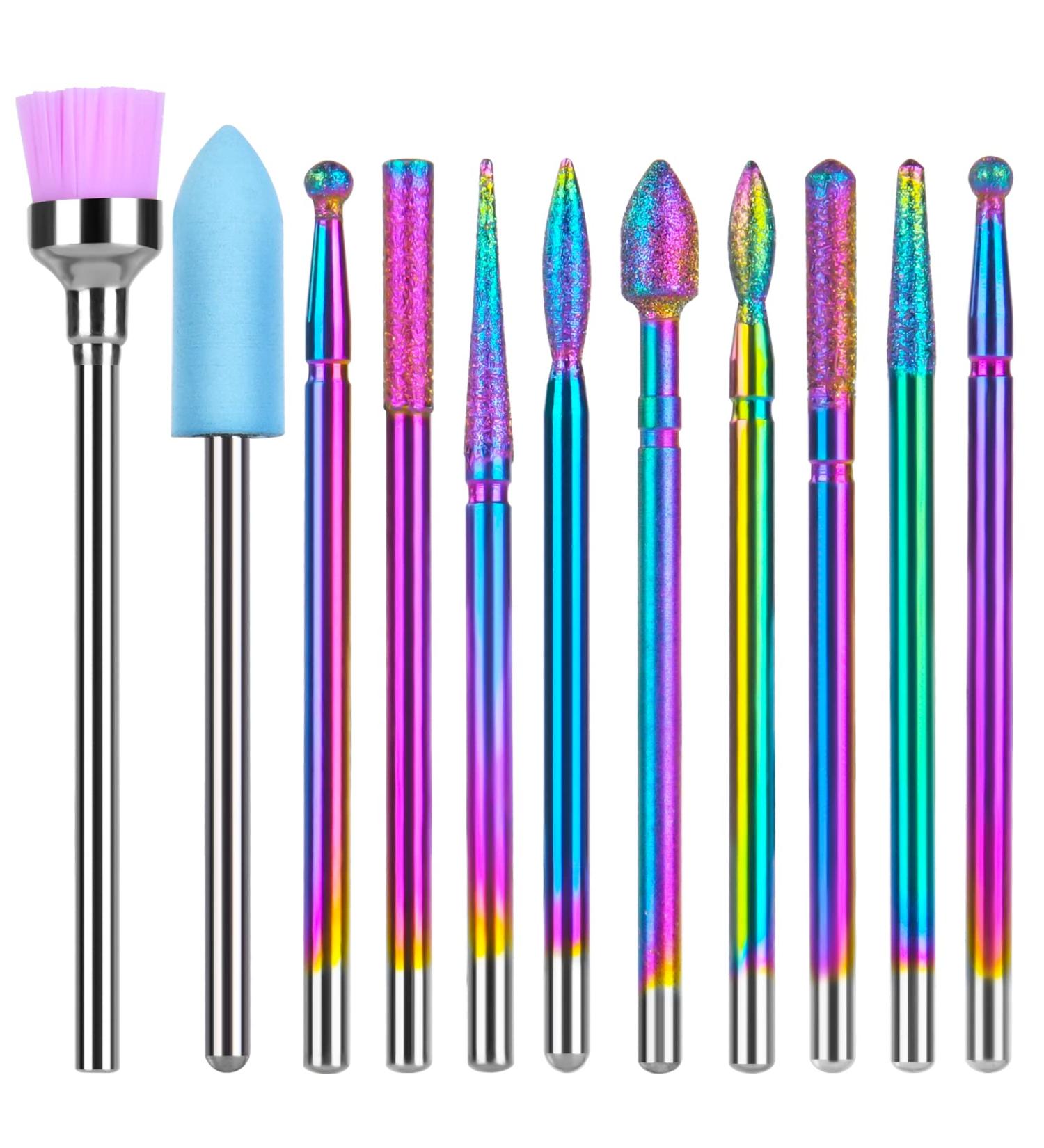 Uraqt 11-Piece Electric Nail Cutter Bits Set | Professional Cuticle Grinding Heads & Nail Miller Attachments for Manicure & Pedicure | Multicolored | International Shipping - Buy Online on GoSupps.com