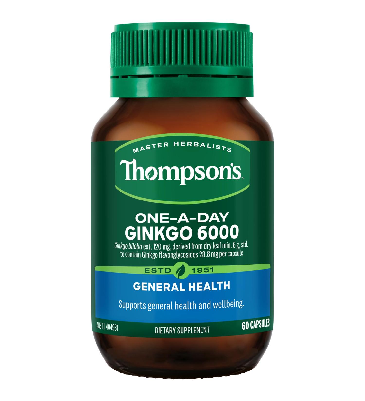 Thompson's One-A-Day Ginkgo 6000mg 60 Capsules - Buy Online on GoSupps.com